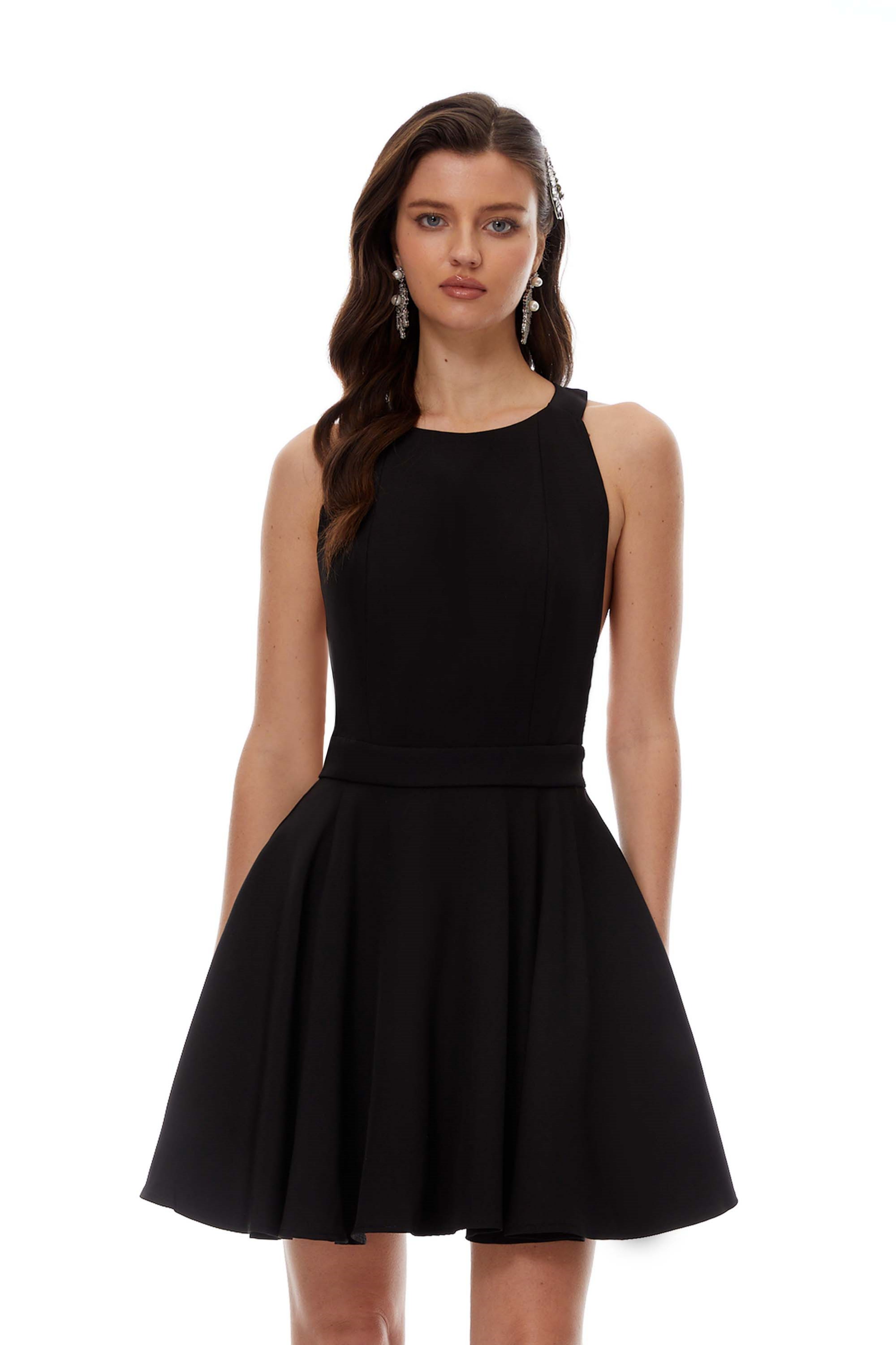 Tova Black Open Back Mini Dress (Final Sale)