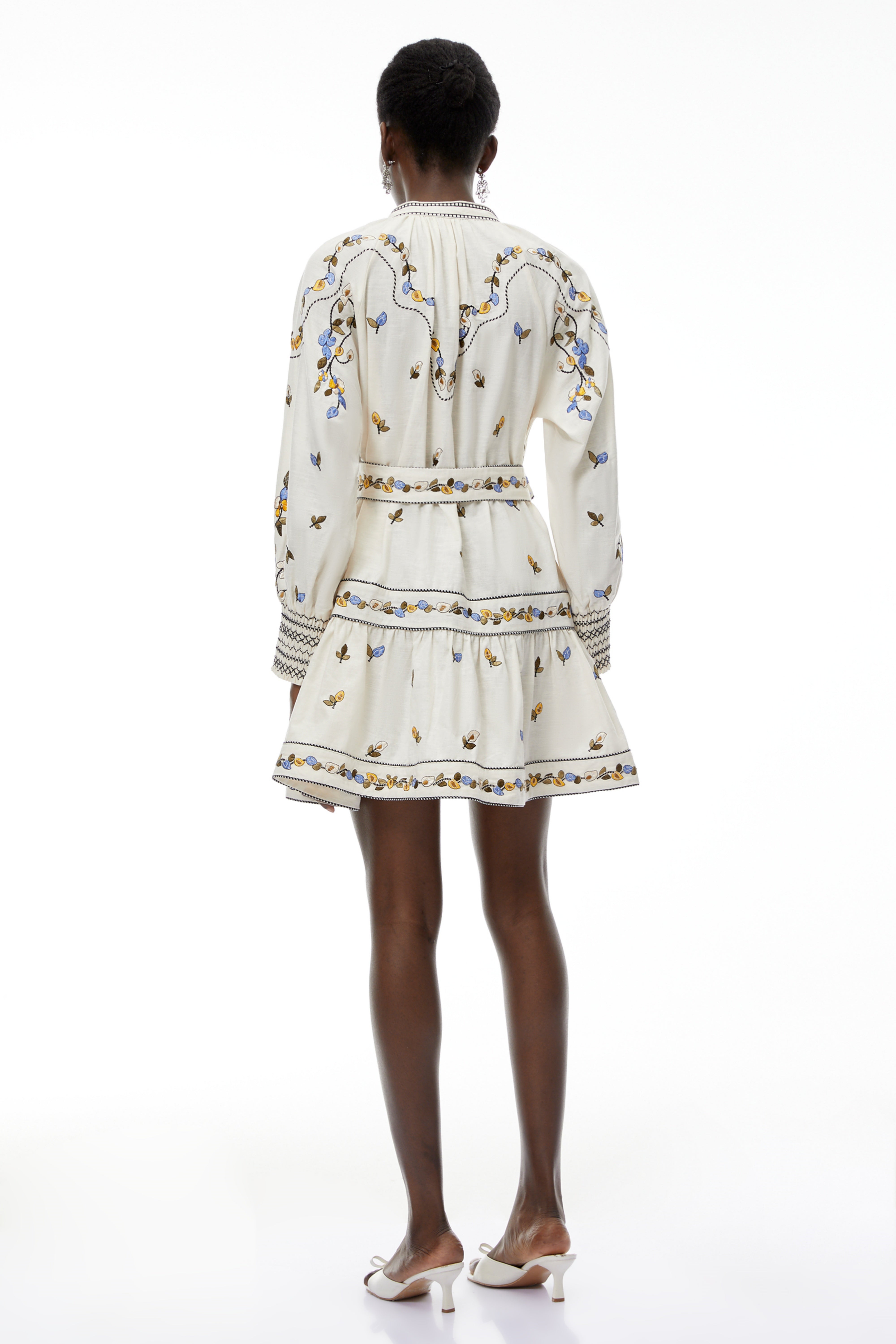 Tove White Floral Embroidered Mini Dress