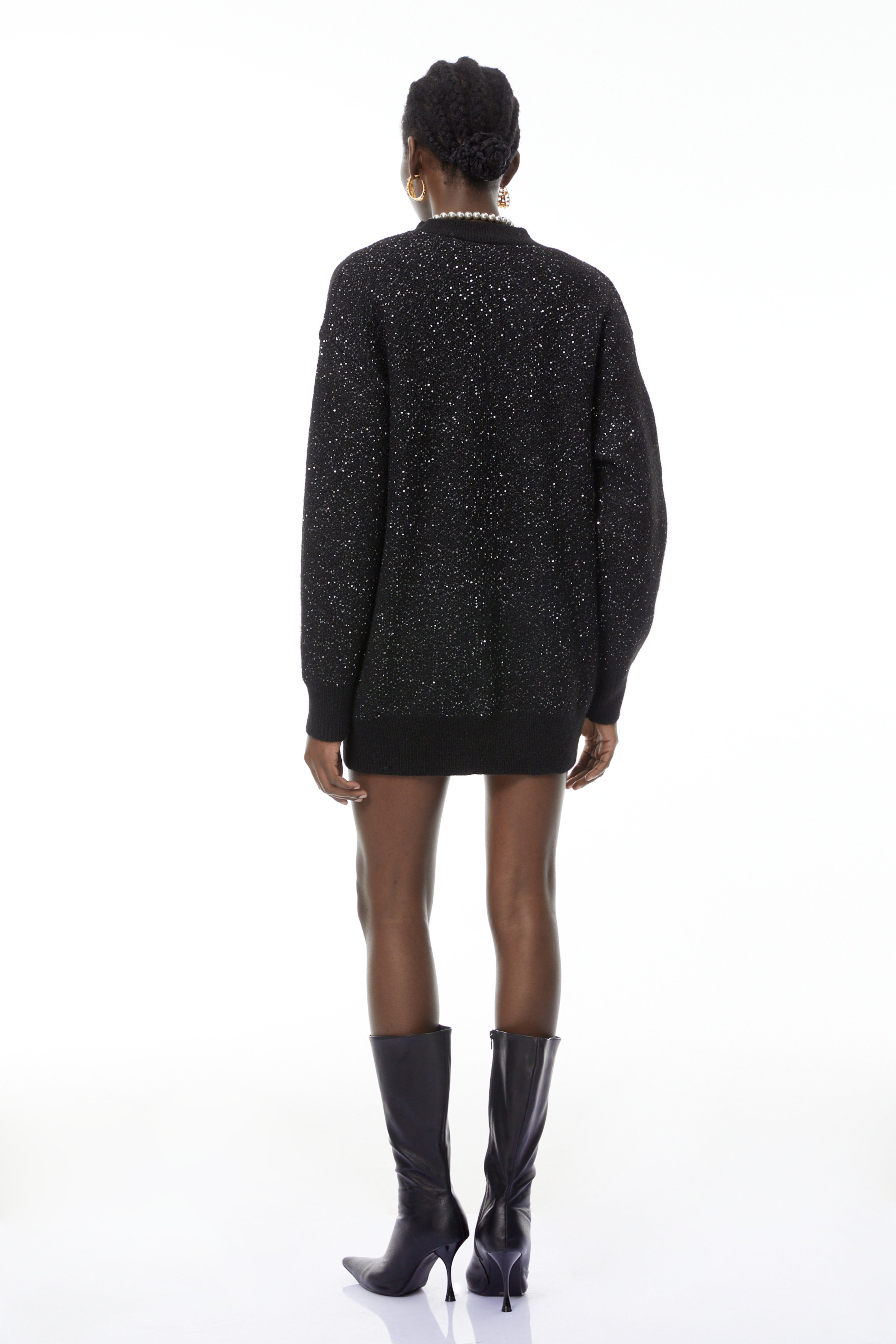 Valérie Black Knit Cardigan with Floral Buttons