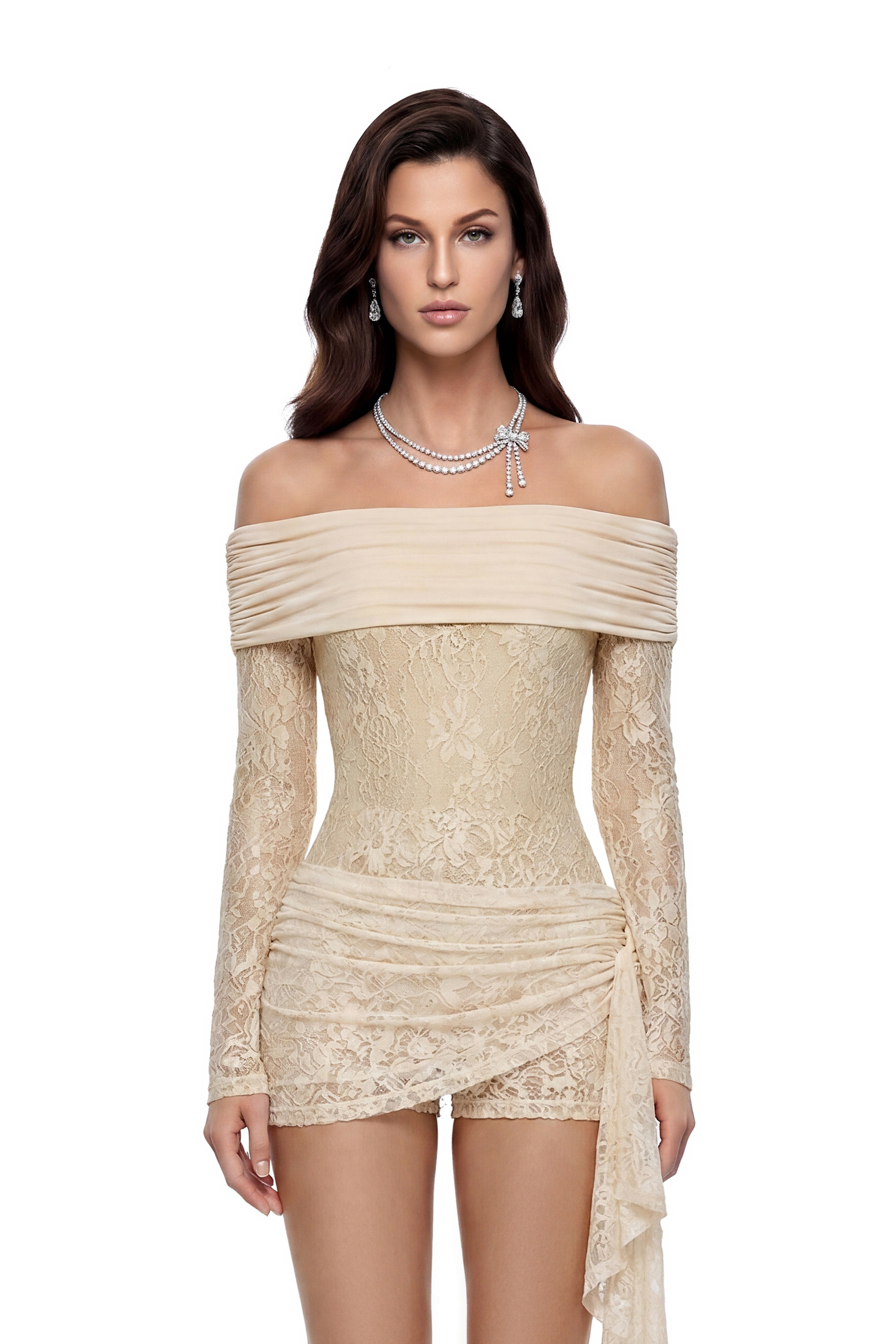 Veronique Cream Floral Lace Bodysuit