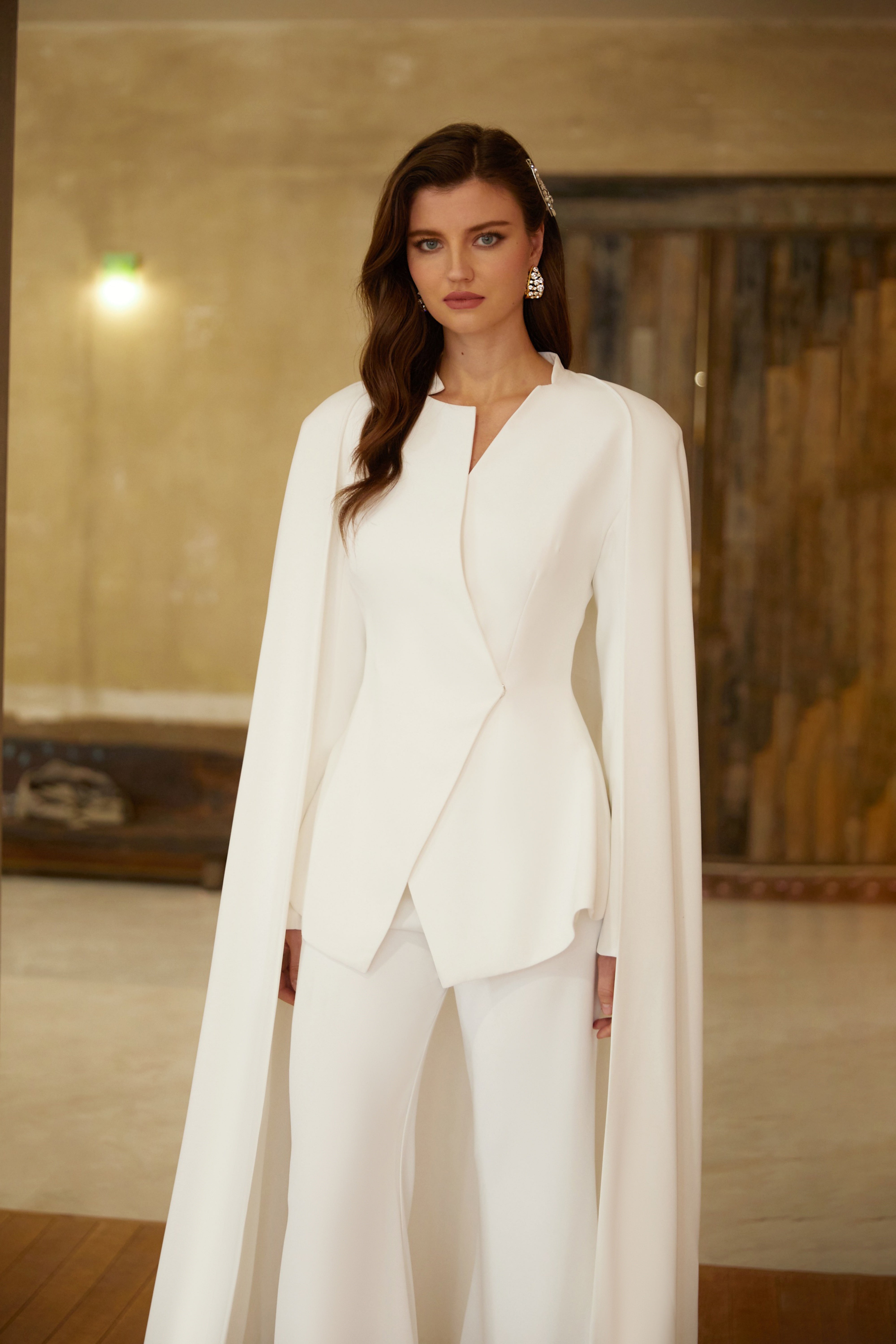 Vigdis White Cape Design Blazer & Trousers
