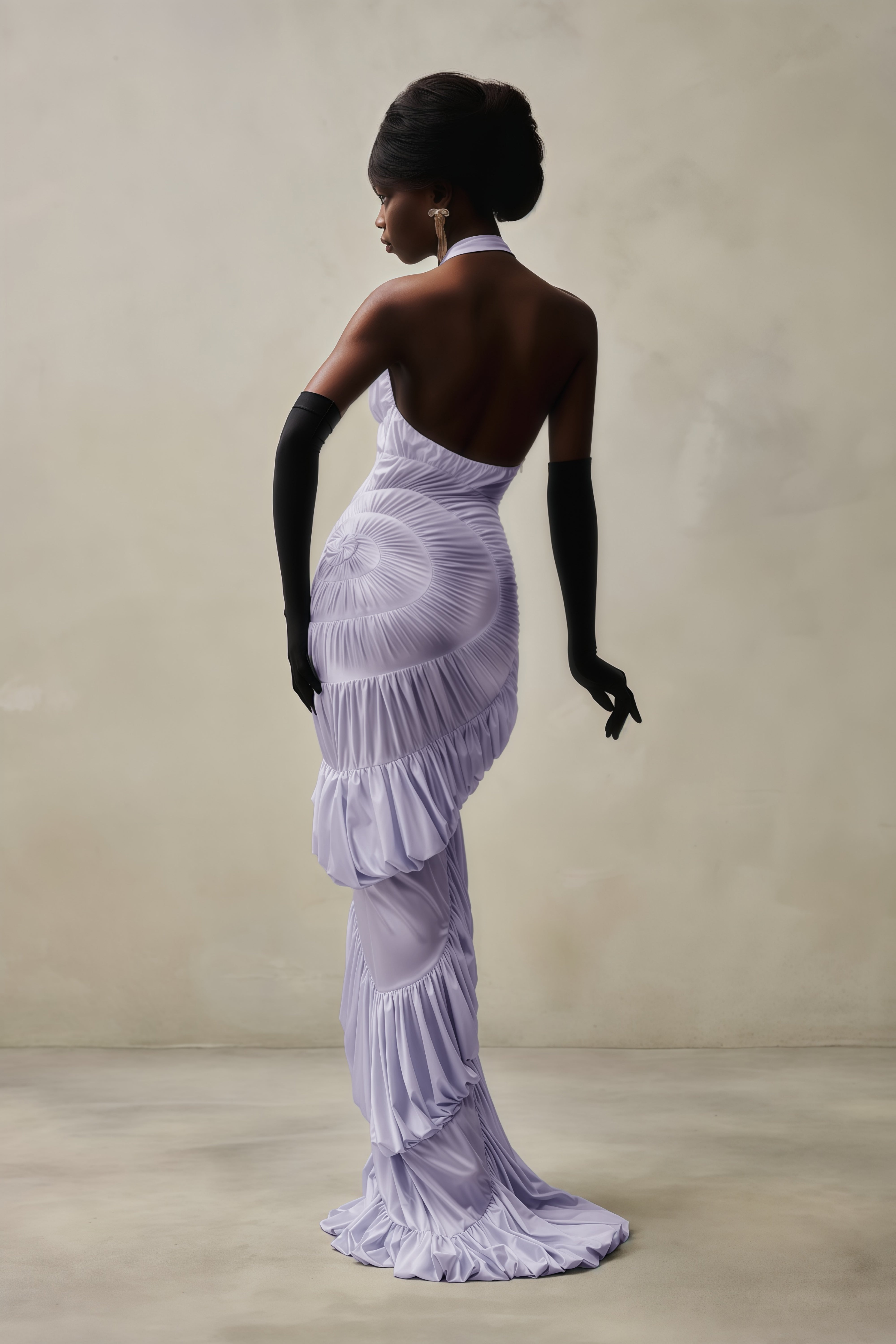 Vilhelmiina Purple Halterneck Shirred Maxi Dress