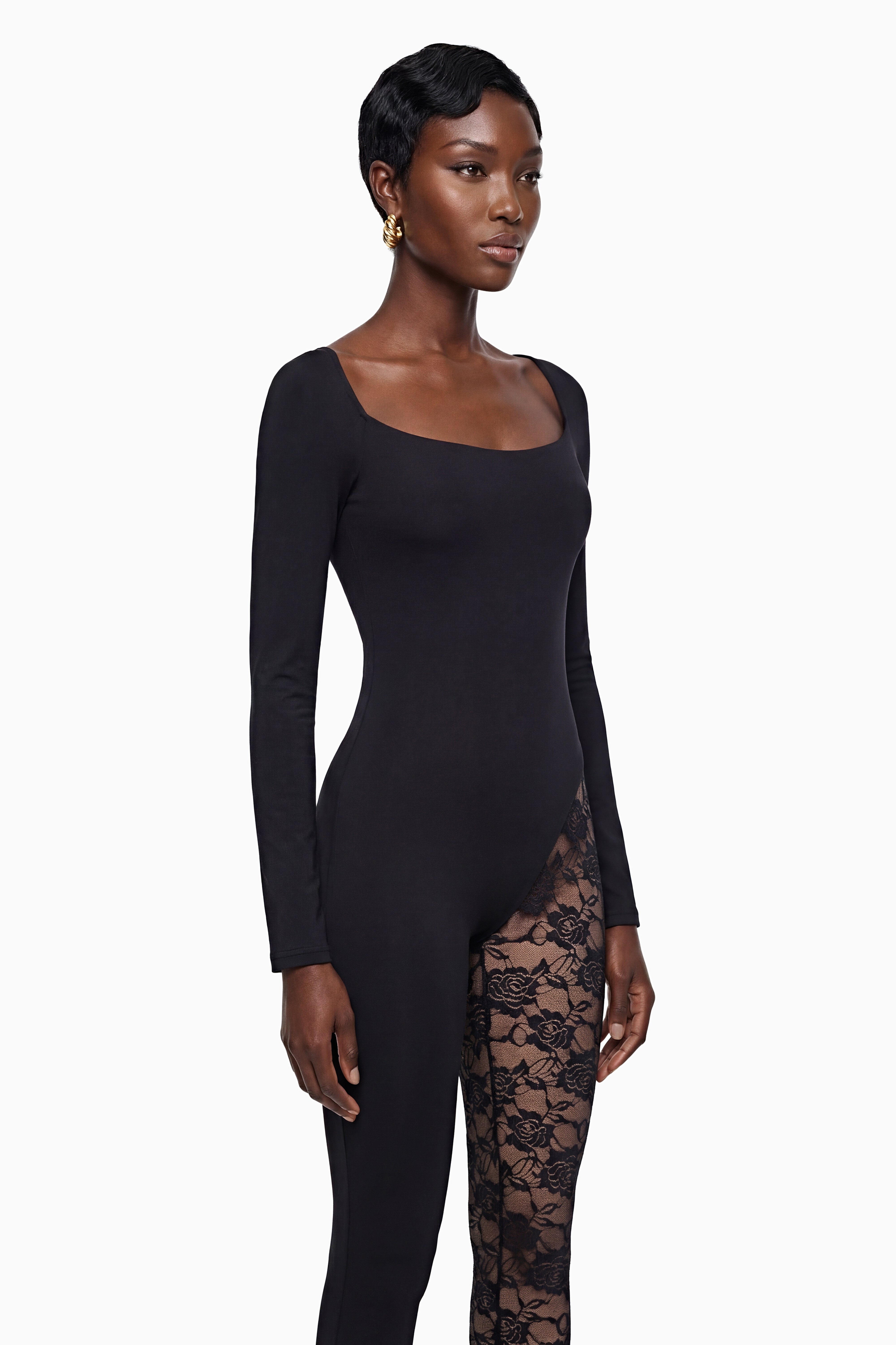 Vilma Black Lace Panel Jumpsuit