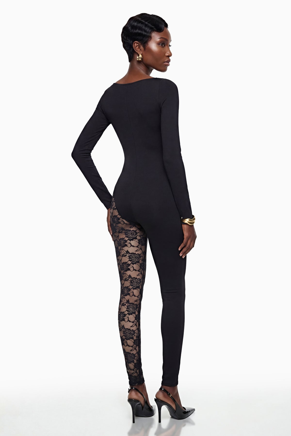 Vilma Black Lace Panel Jumpsuit