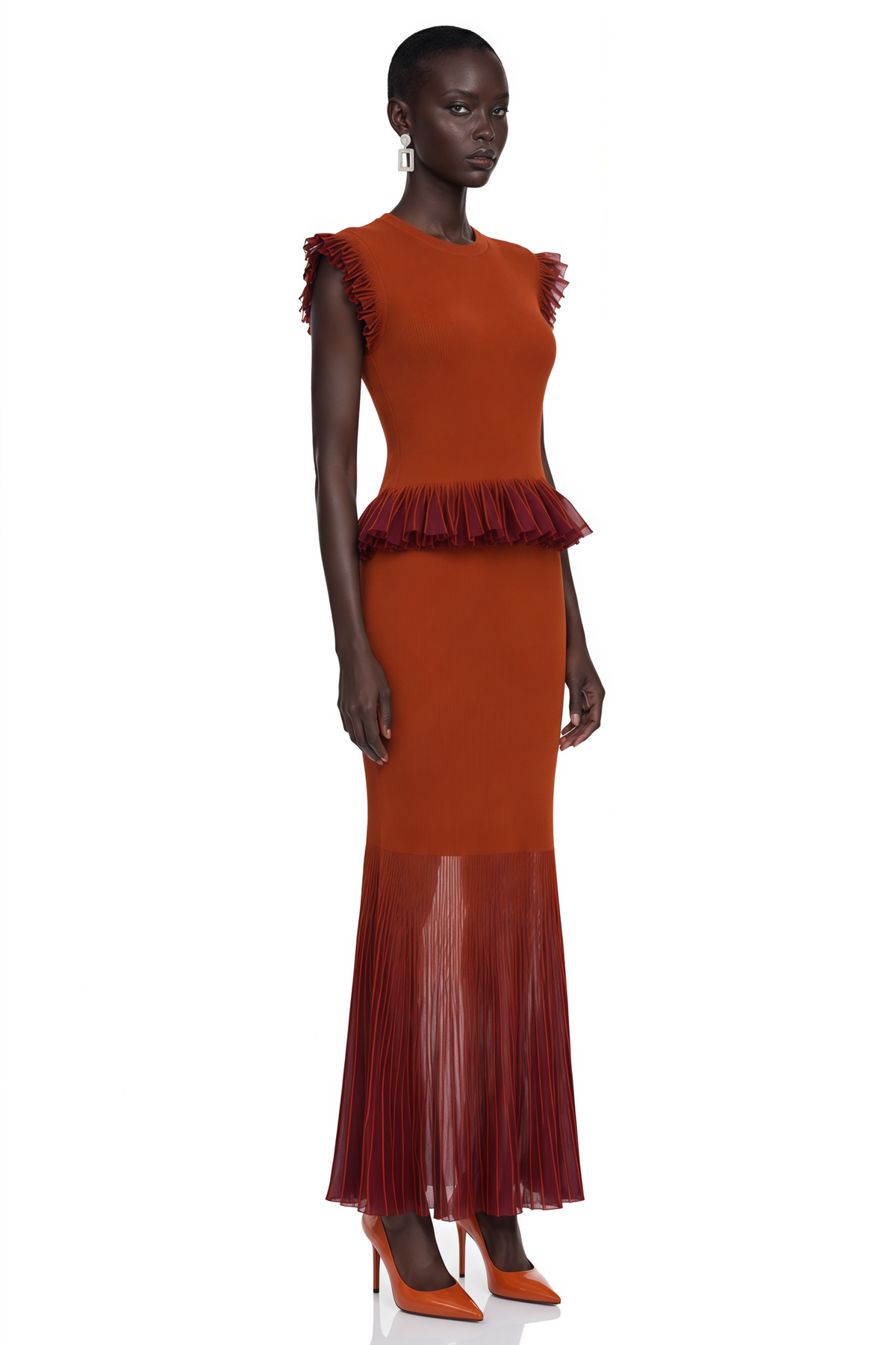 Virginia Red Top & Skirt Set with Ruffled Trim
