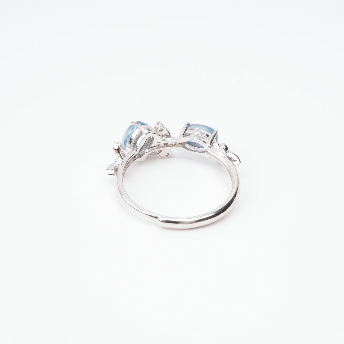 Vivienne Blue Aquamarine Cabochon Cut Cluster Sterling Silver Ring