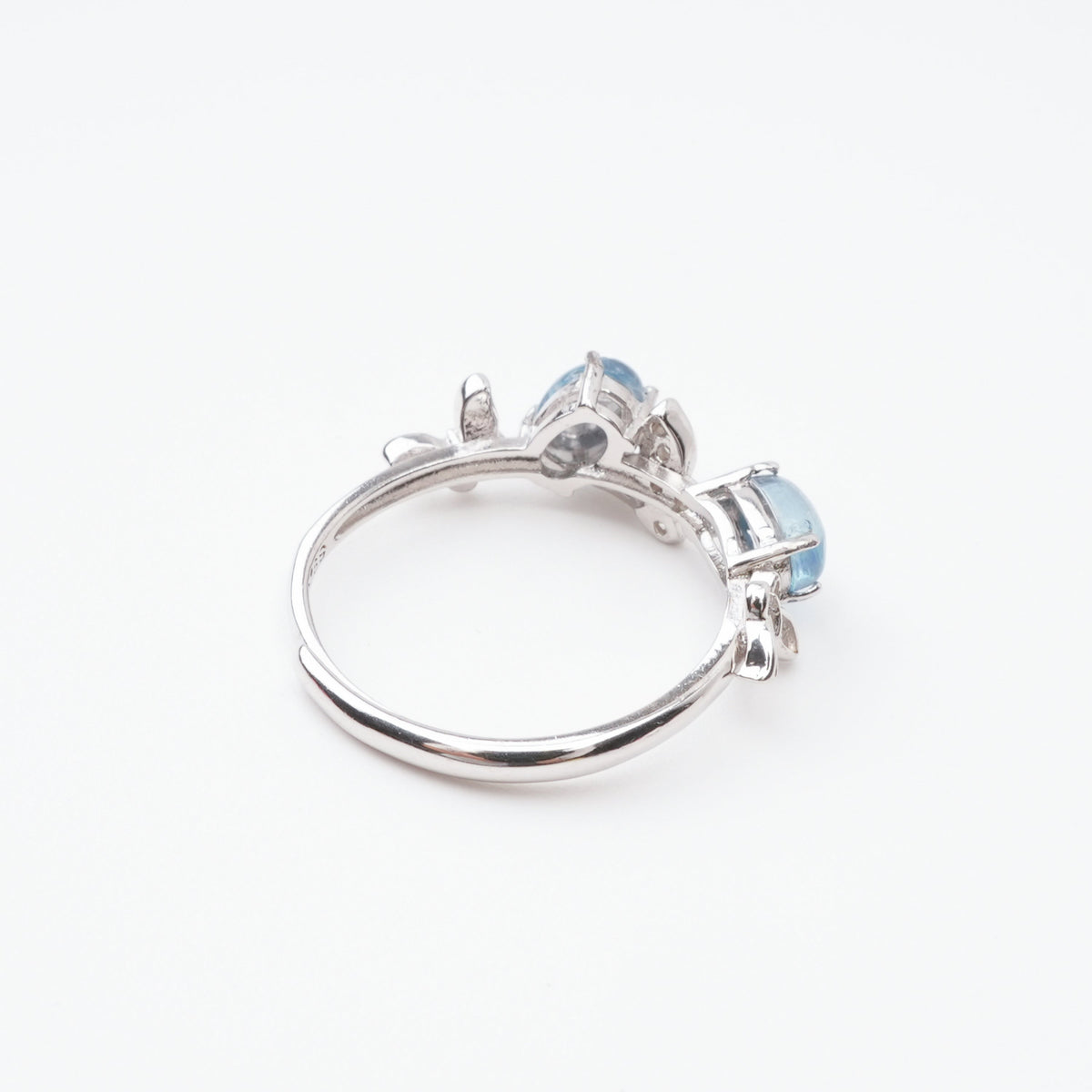 Vivienne Blue Aquamarine Cabochon Cut Cluster Sterling Silver Ring