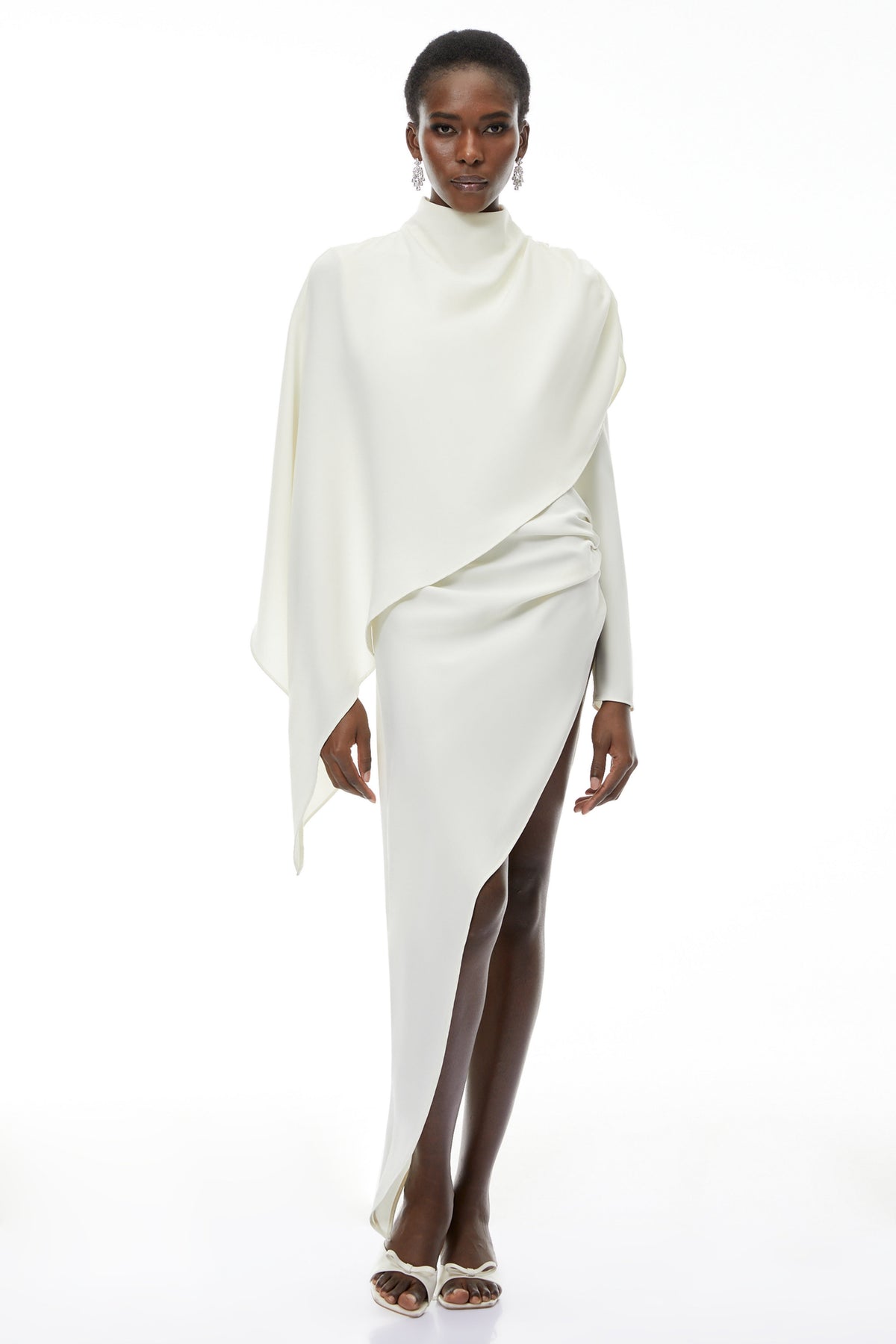 Vuyiswa White Asymmetrical Cape Top