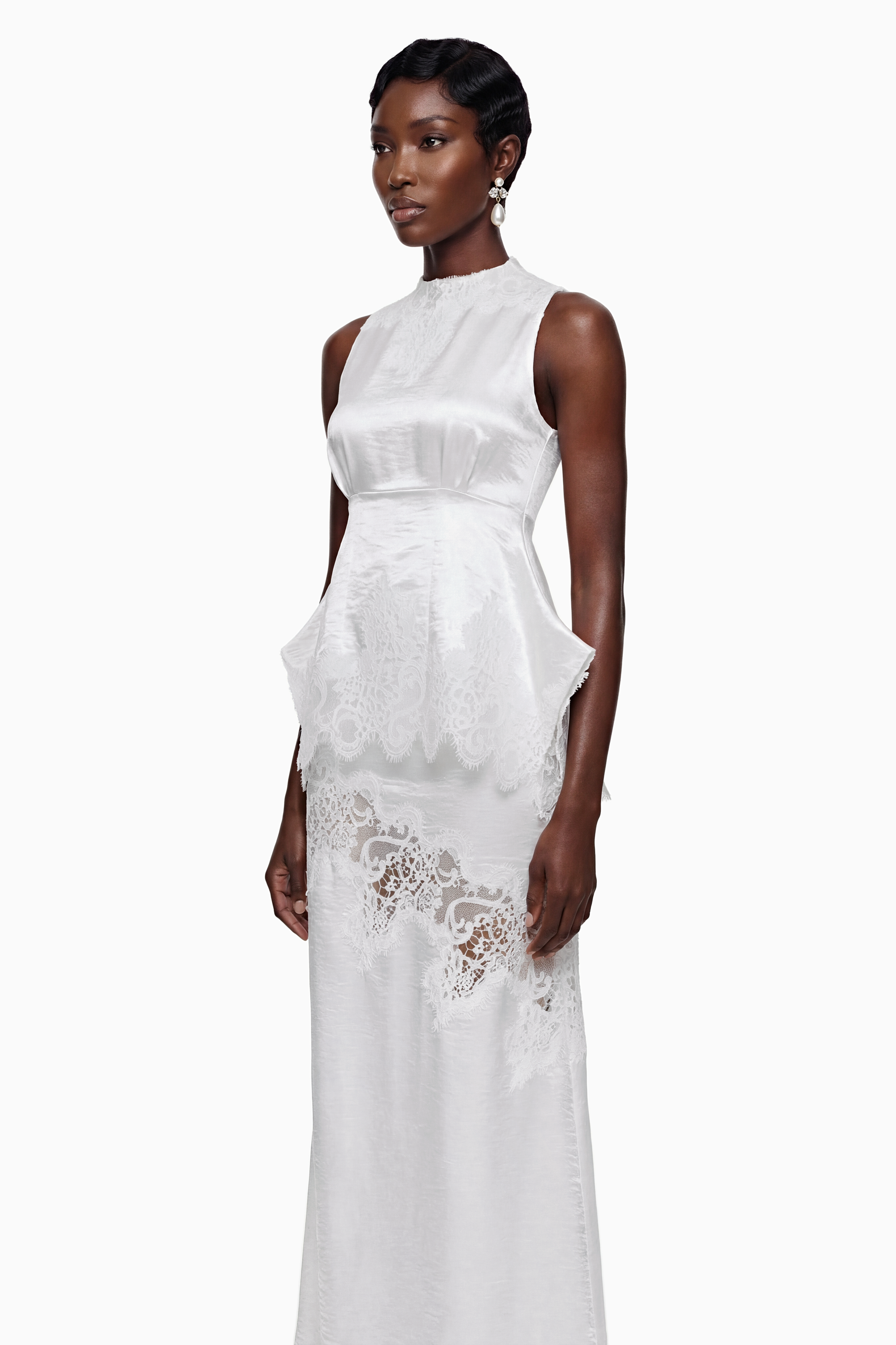 Waltraud White Lace Top & Mermaid Skirt Set