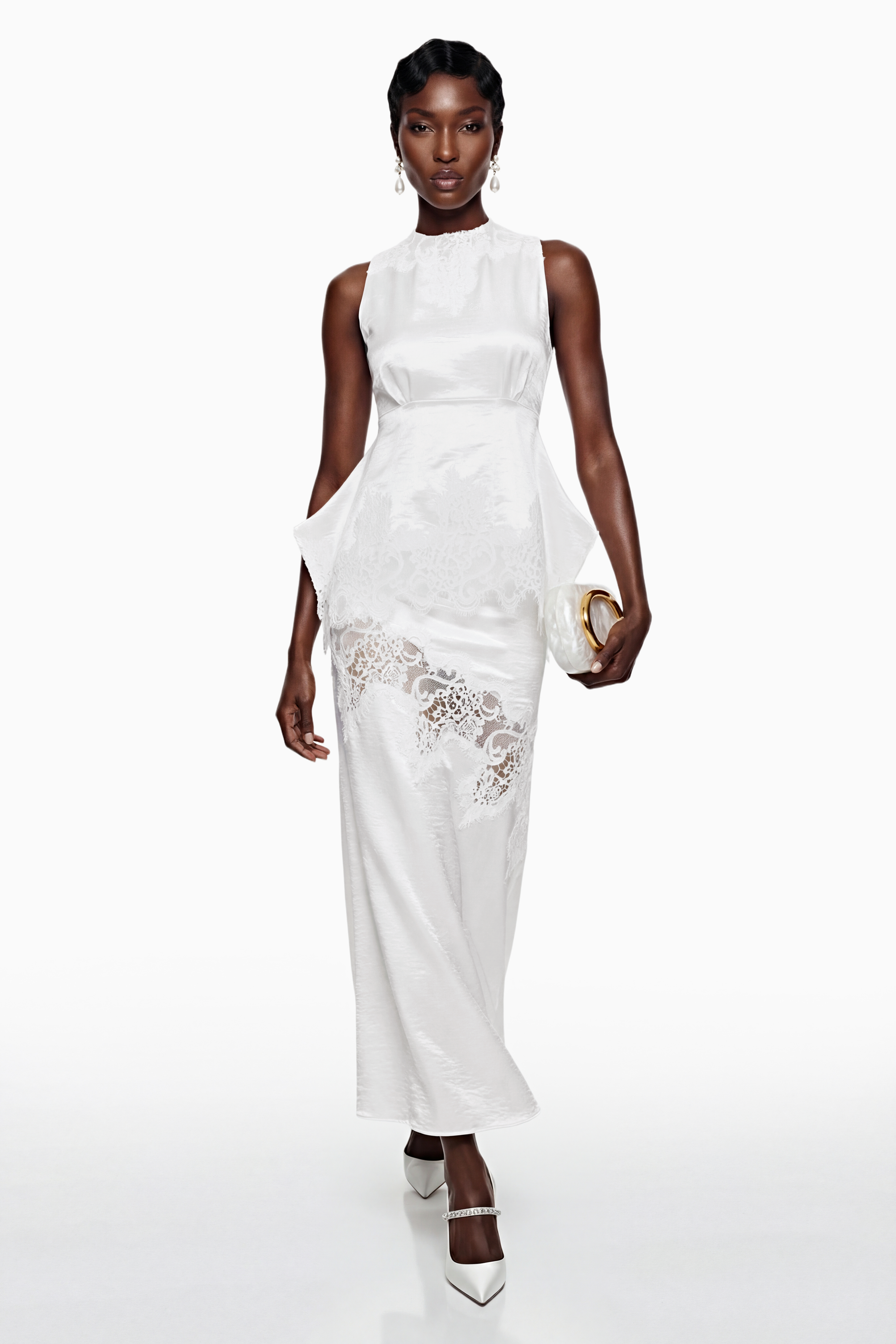Waltraud White Lace Top & Mermaid Skirt Set