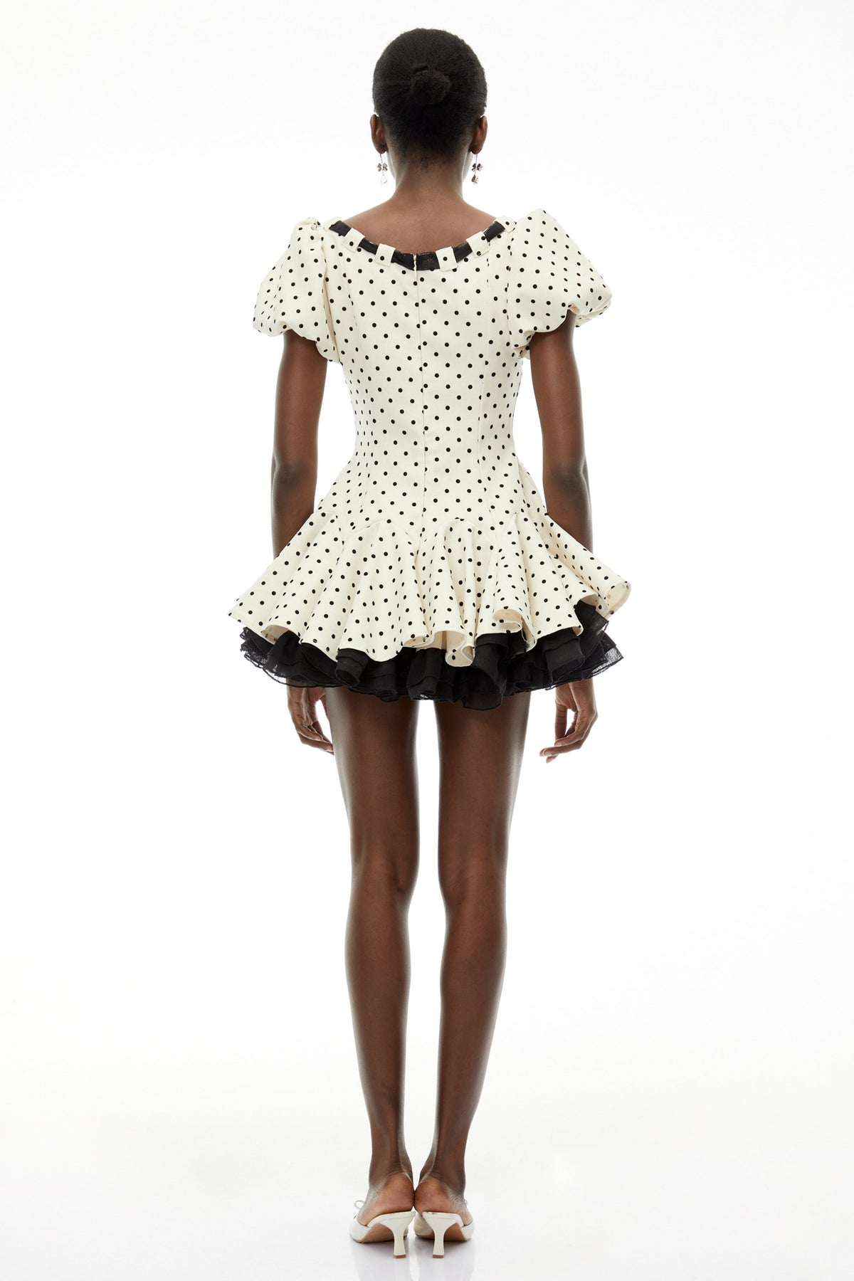 Wania White Polka Dot Mini Dress with Tie-Front