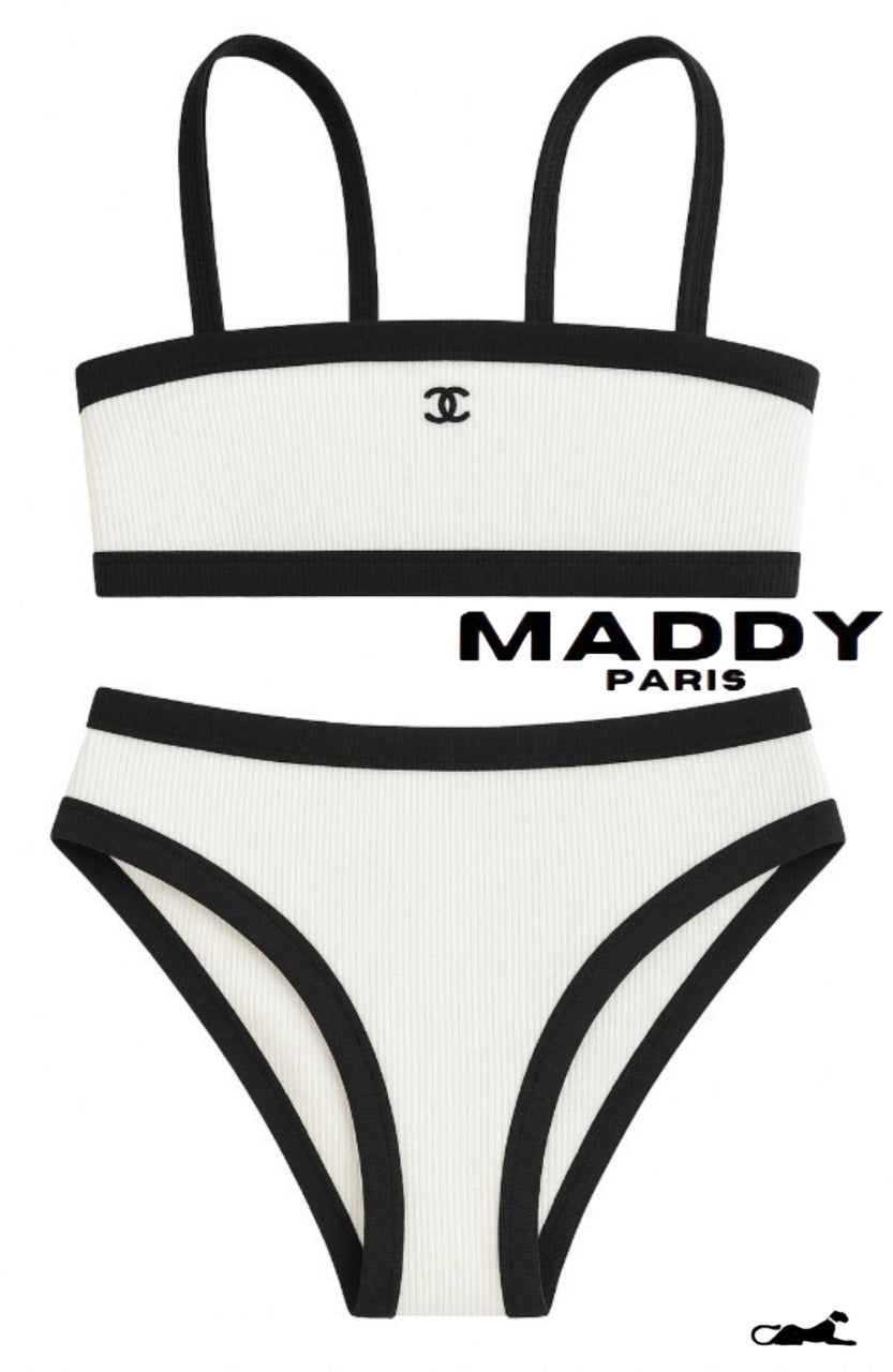 CHANTELLE RIBBED STRETCH BIKINI SET – WHITE