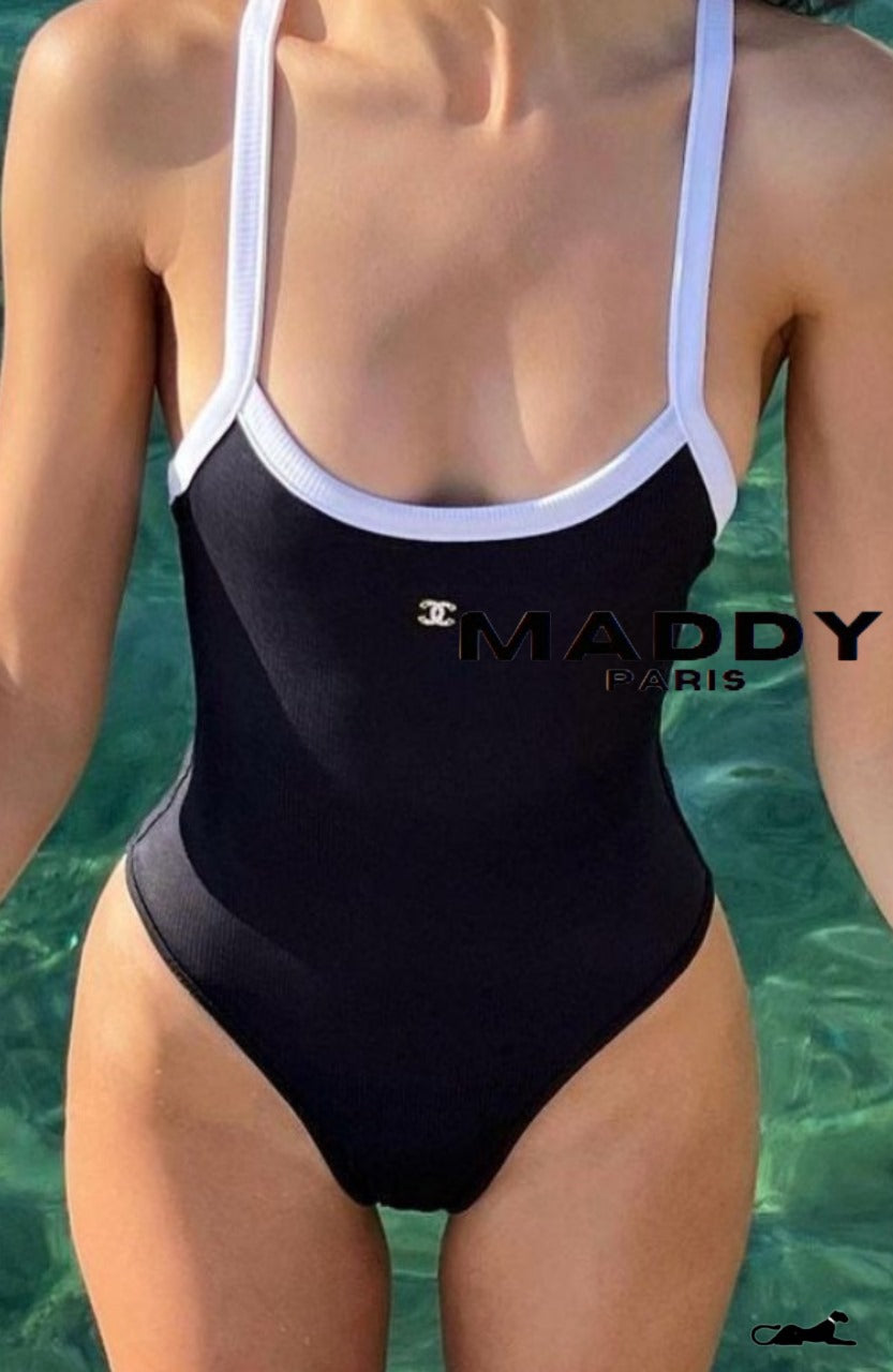 CHANTELLE RIBBED STRETCH ONE-PIECE SWIMSUIT – BLACK