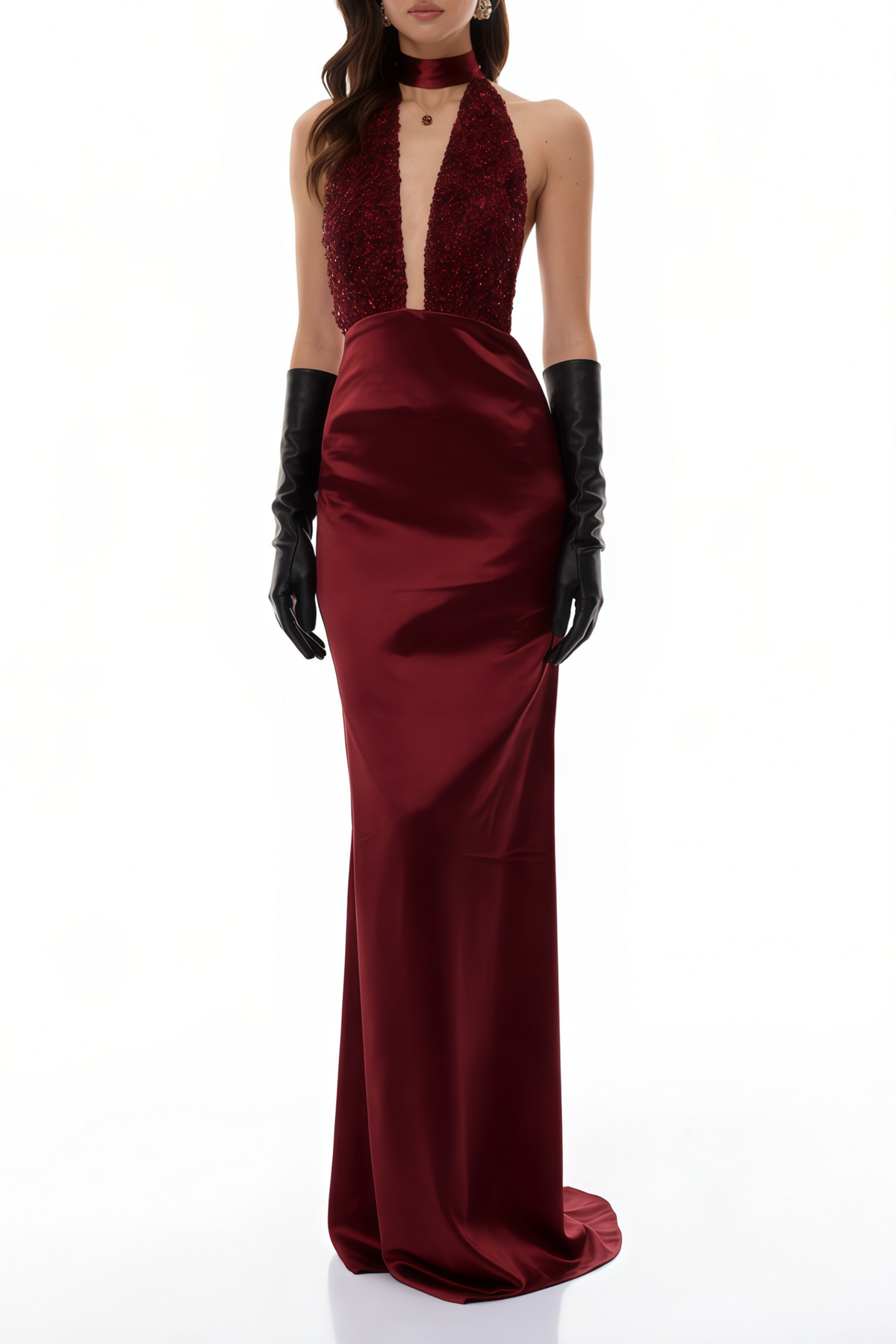 Whitley Red Sequin Open Back Maxi Gown (Final Sale-US Only)