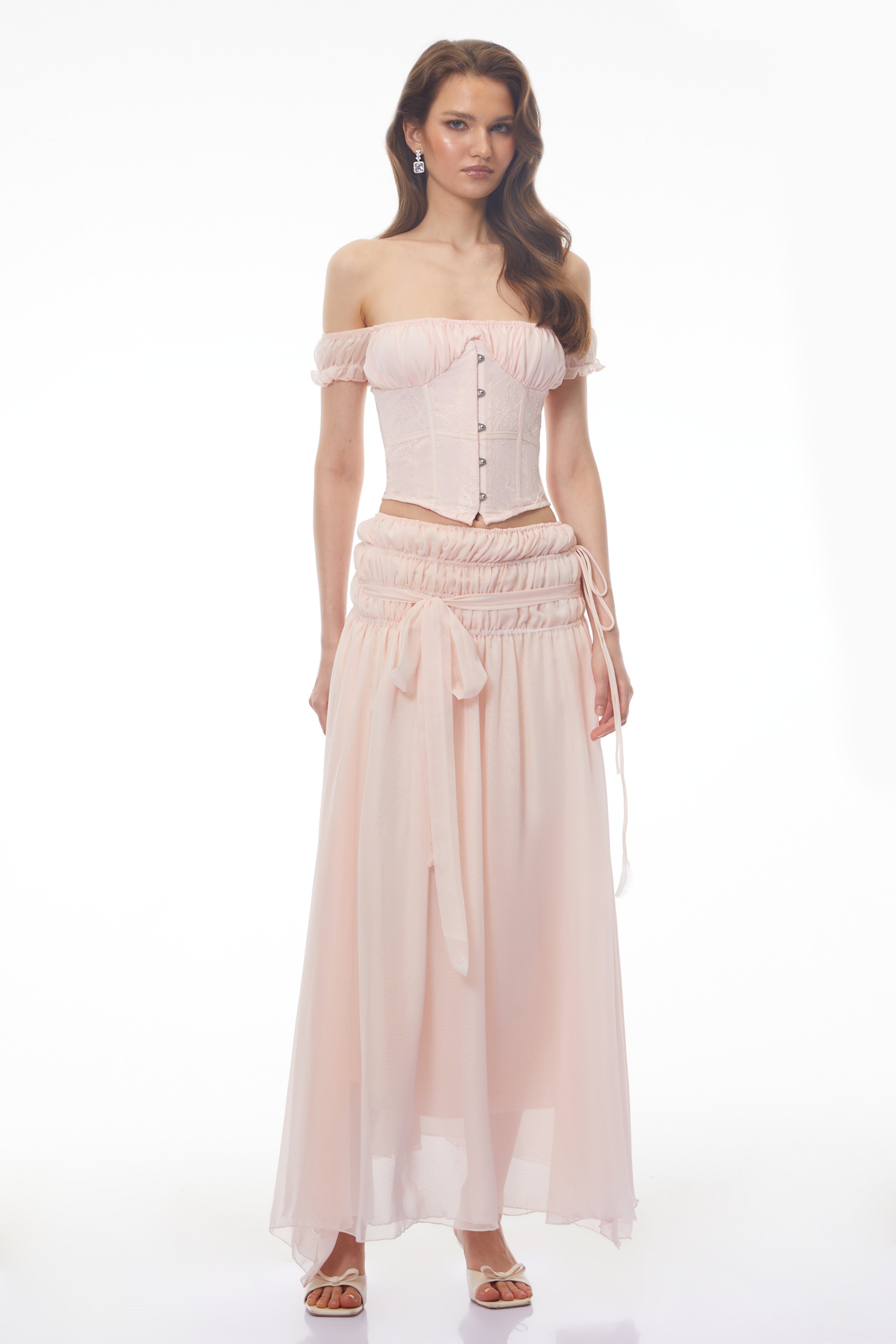 Wikitoria Pink Sweetheart Lace Top & Skirt Set