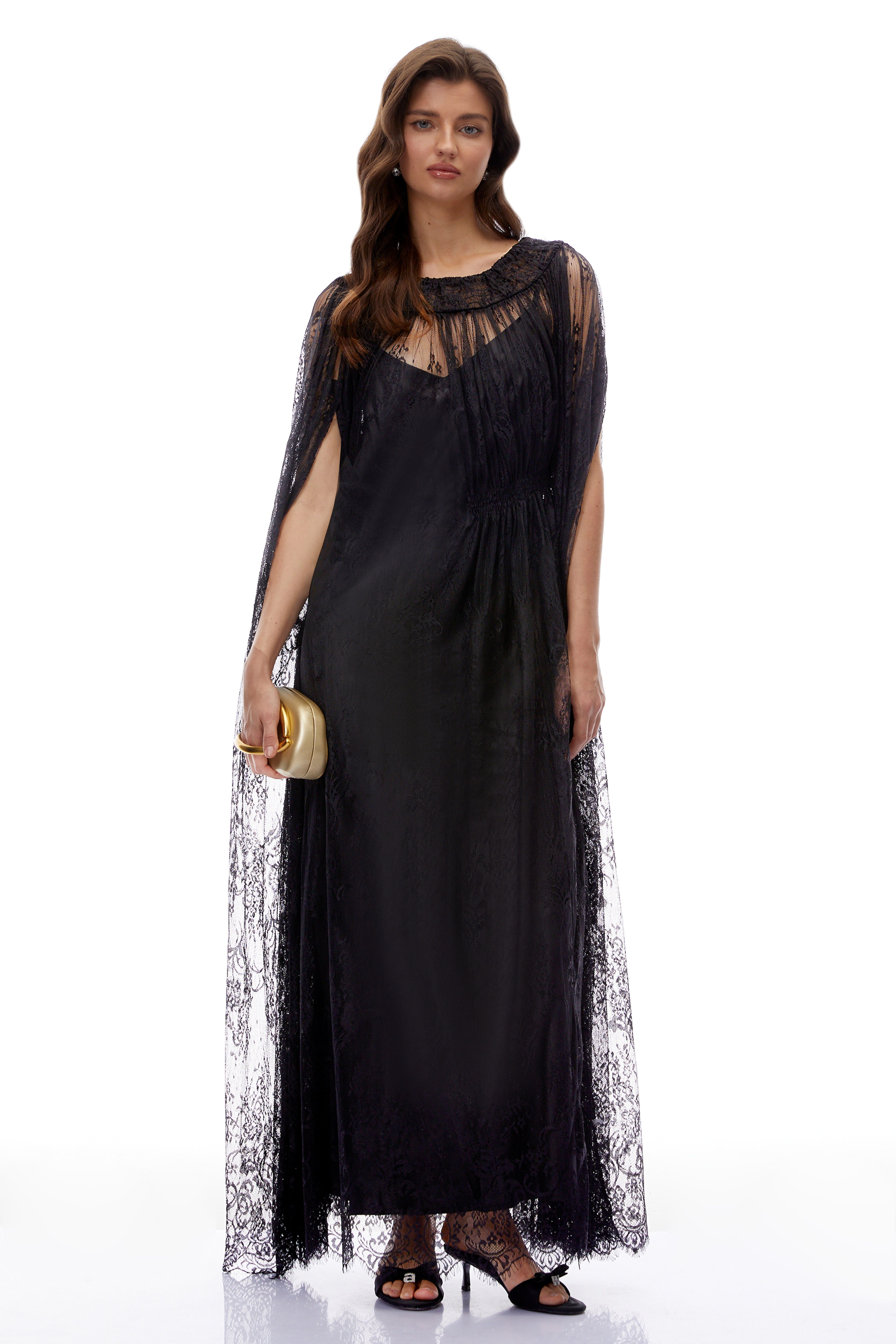 Wren Black Semi-Sheer Lace Maxi Dress