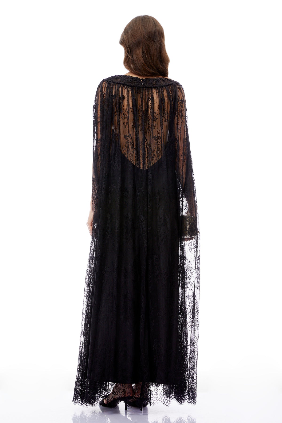 Wren Black Semi-Sheer Lace Maxi Dress
