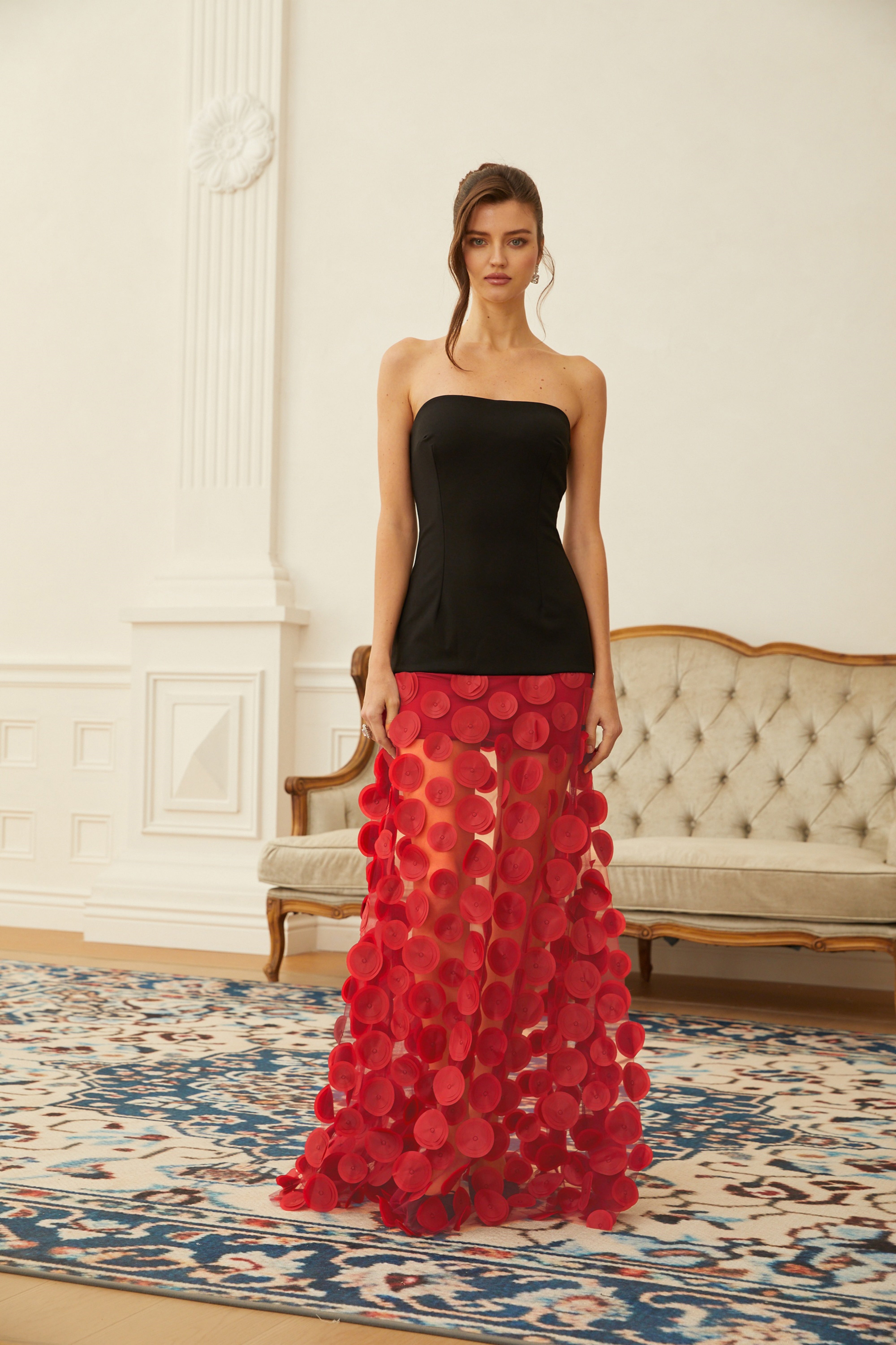 Xénia Two Tone 3D Polka Dot Maxi Dress (Final Sale)