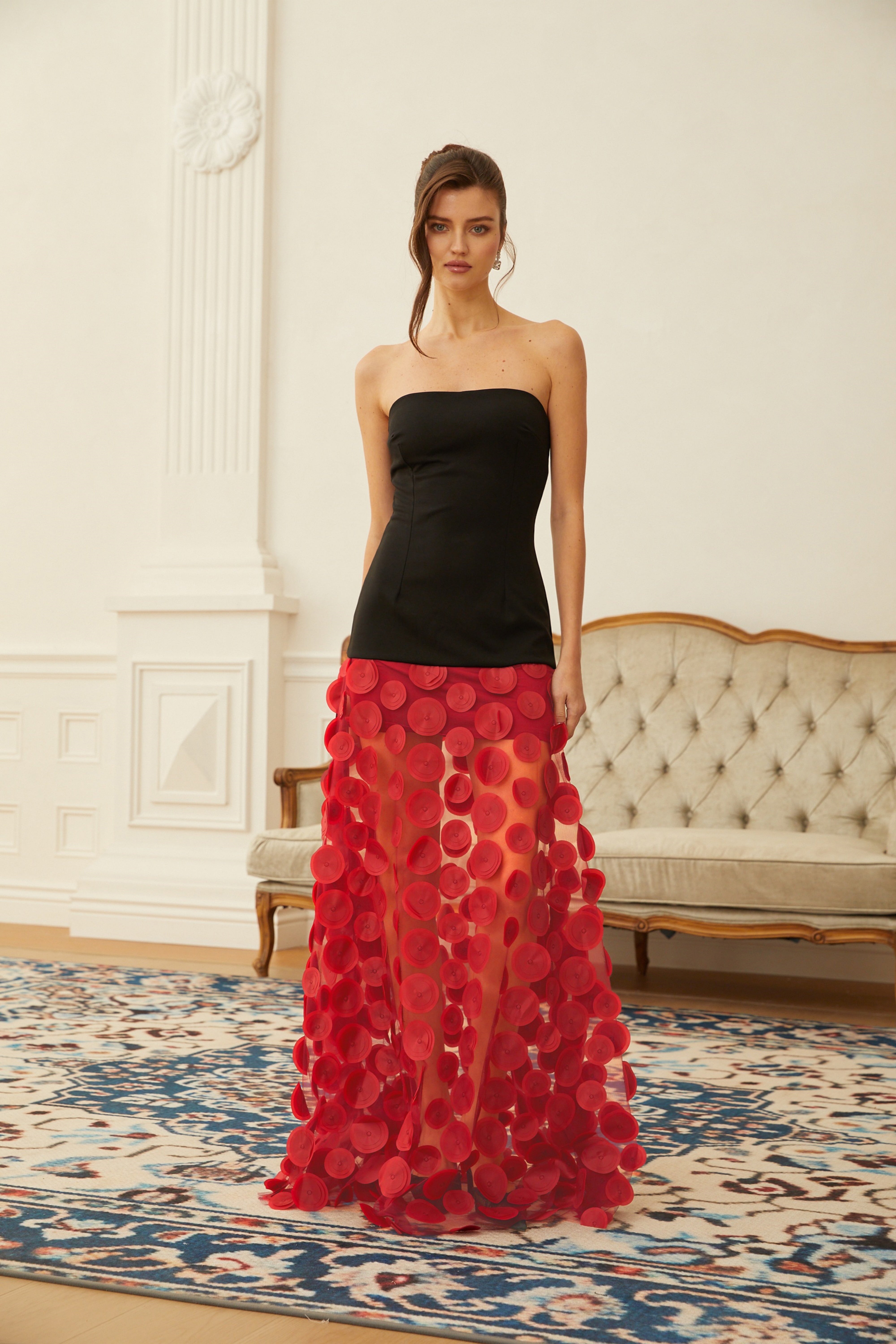 Xénia Two Tone 3D Polka Dot Maxi Dress (Final Sale)