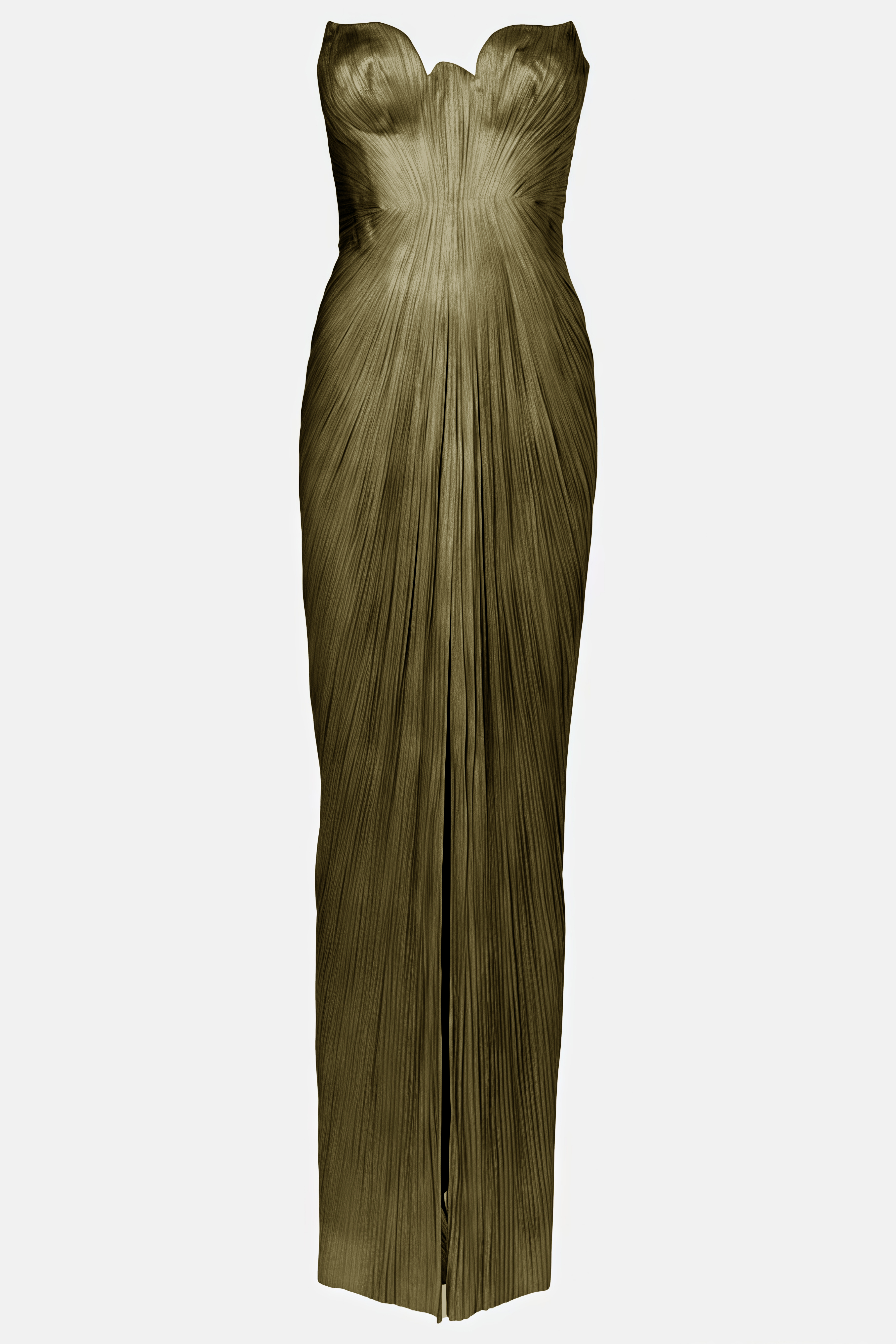 Xrystyna Gold Metallic Ruched Maxi Dress