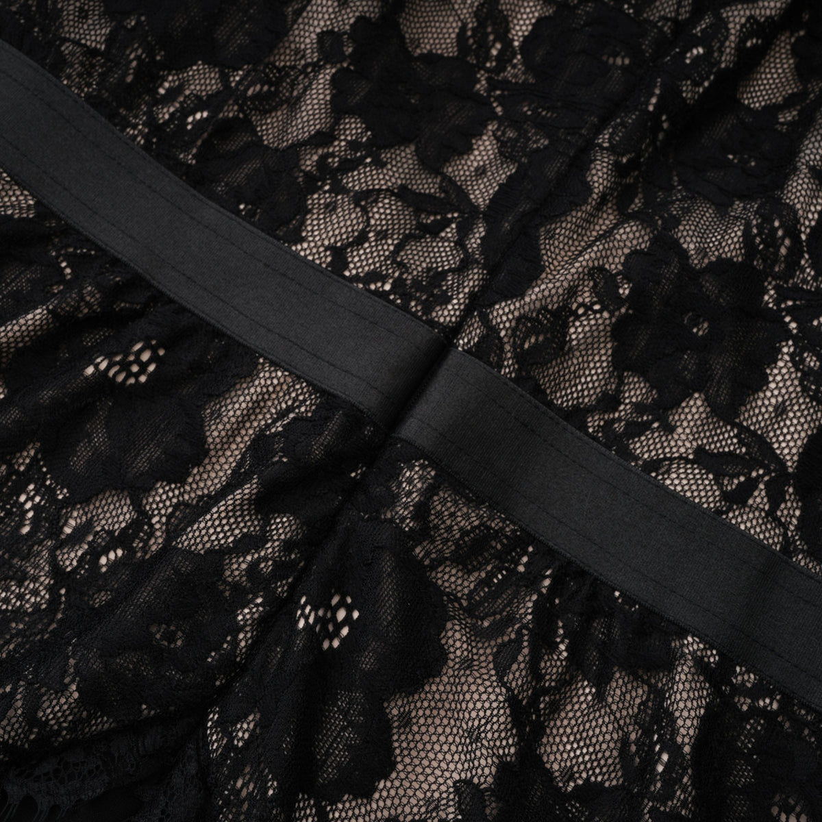 Zhadana Black Semi-Sheer Lace Panel Jumpsuit