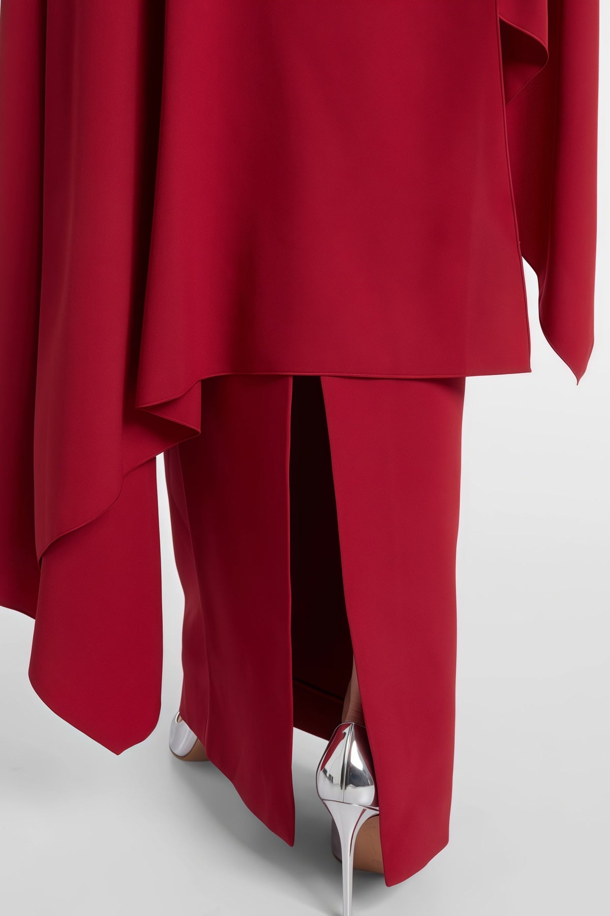 Zinhle Red Draped Cape Maxi Dress