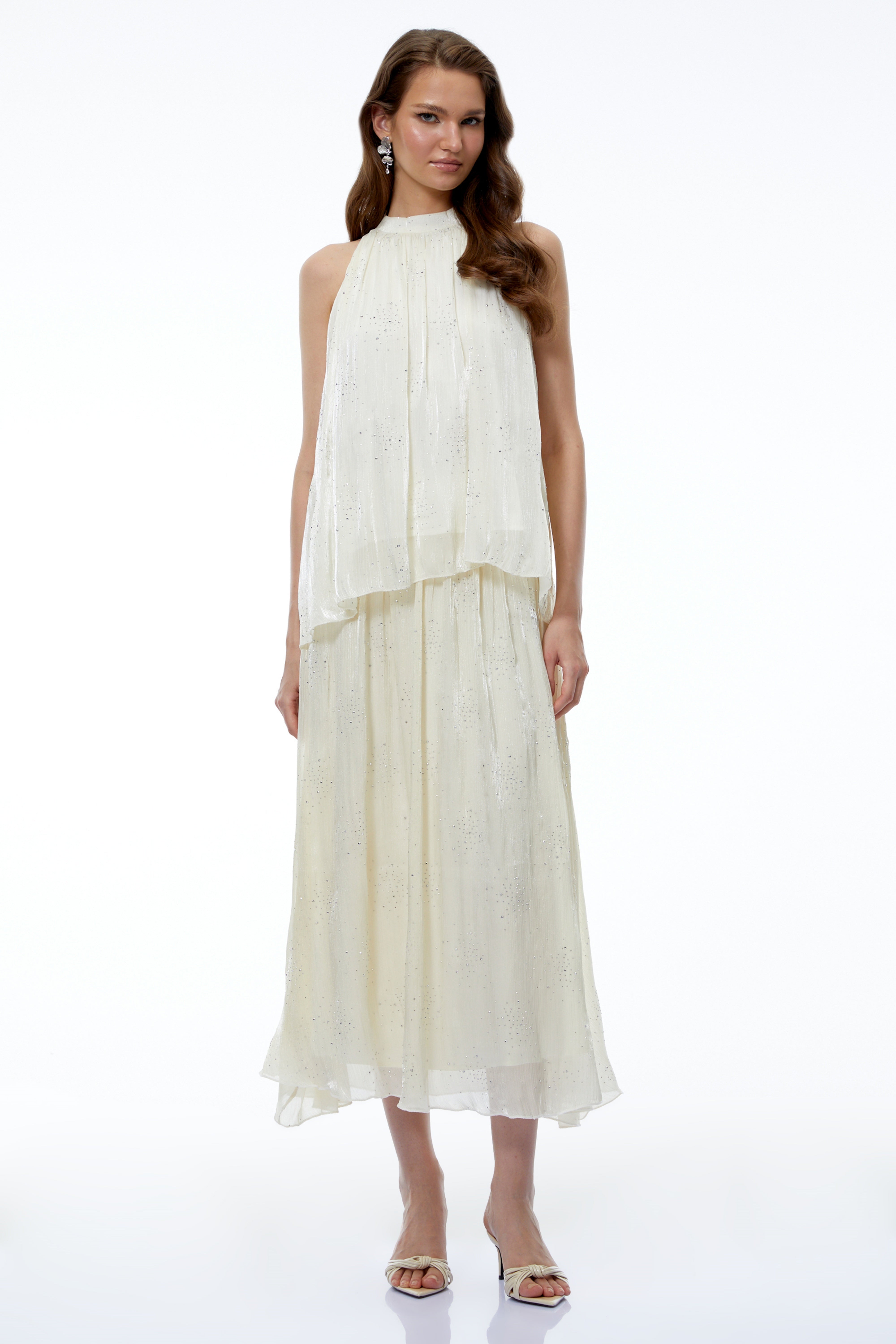 Zoe Cream Embellished Top & Skirt Set