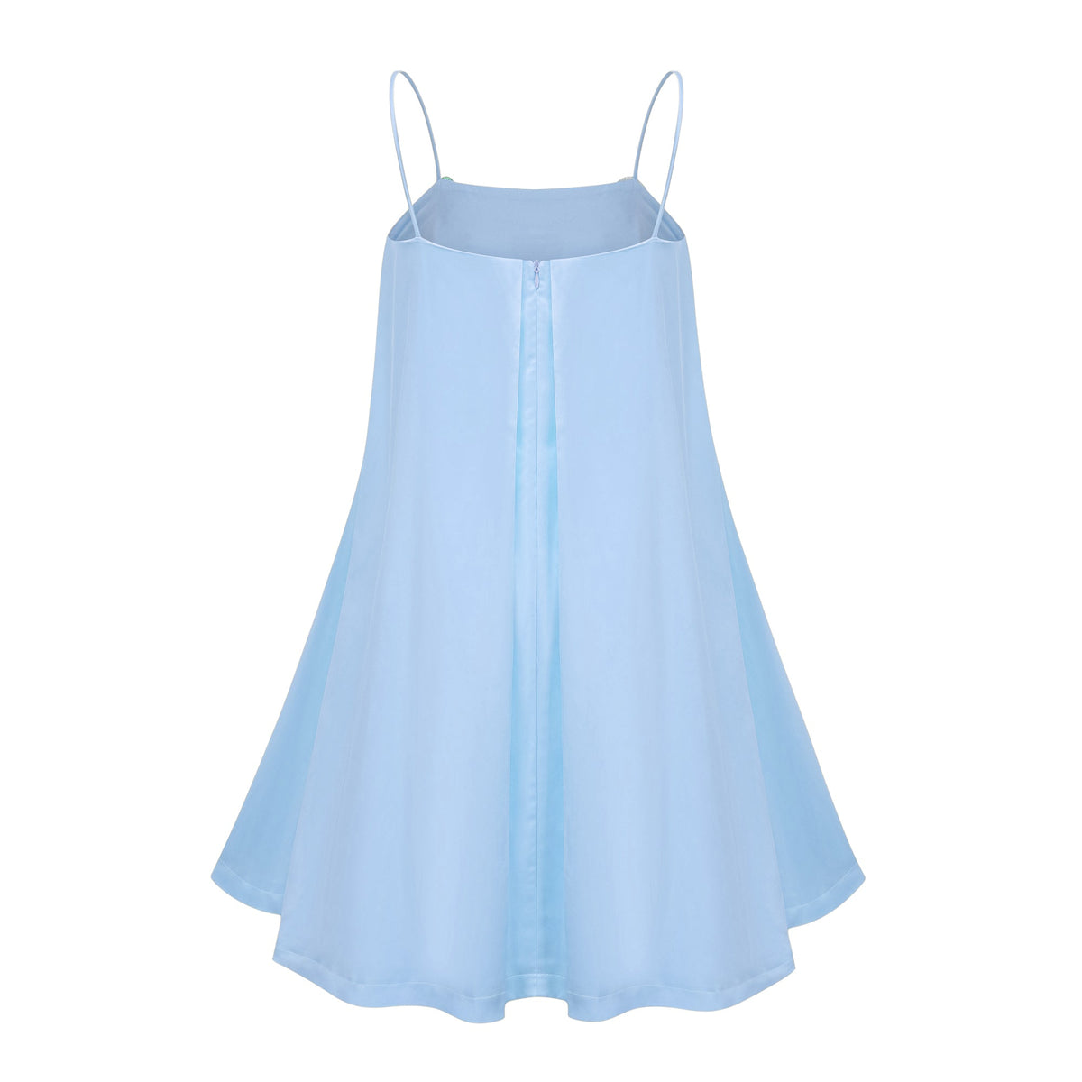 Avril Blue Floral Embroidered Satin Mini Dress