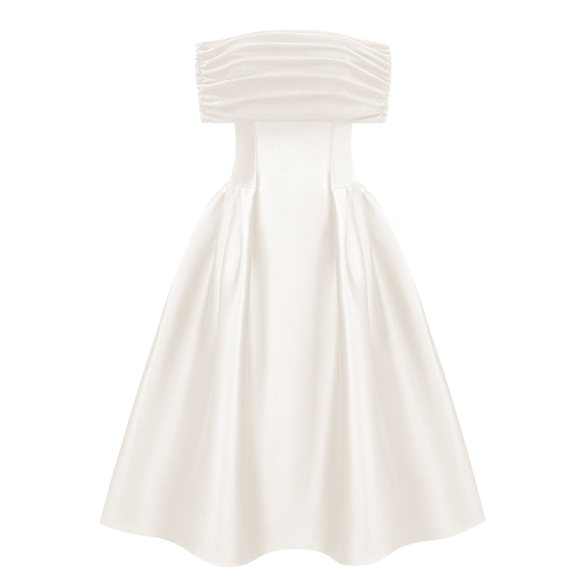 Ainara White Off Shoulder Polished Midi Dress (Final Sale-US Only)