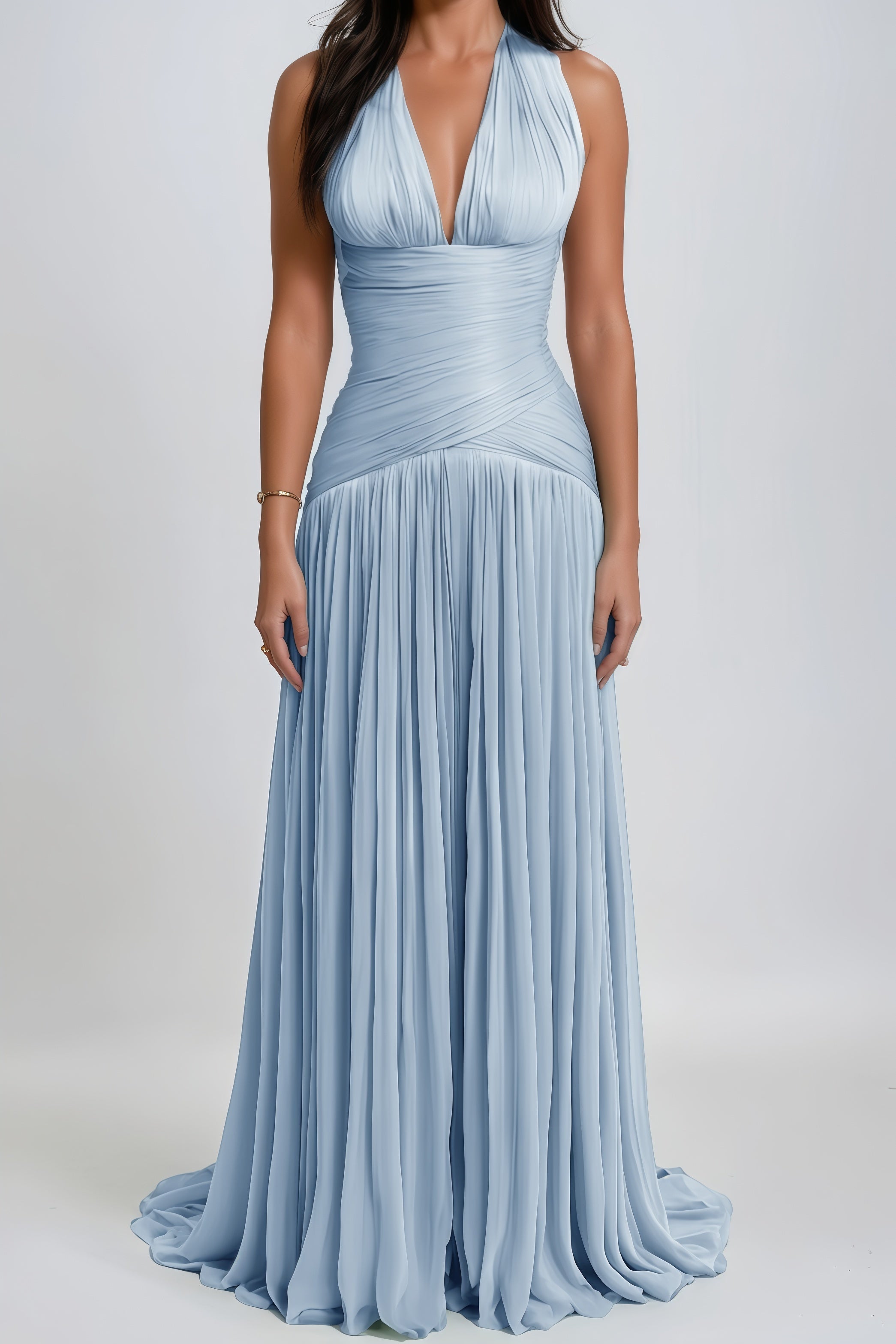 Uranie Blue Gathered Maxi Dress