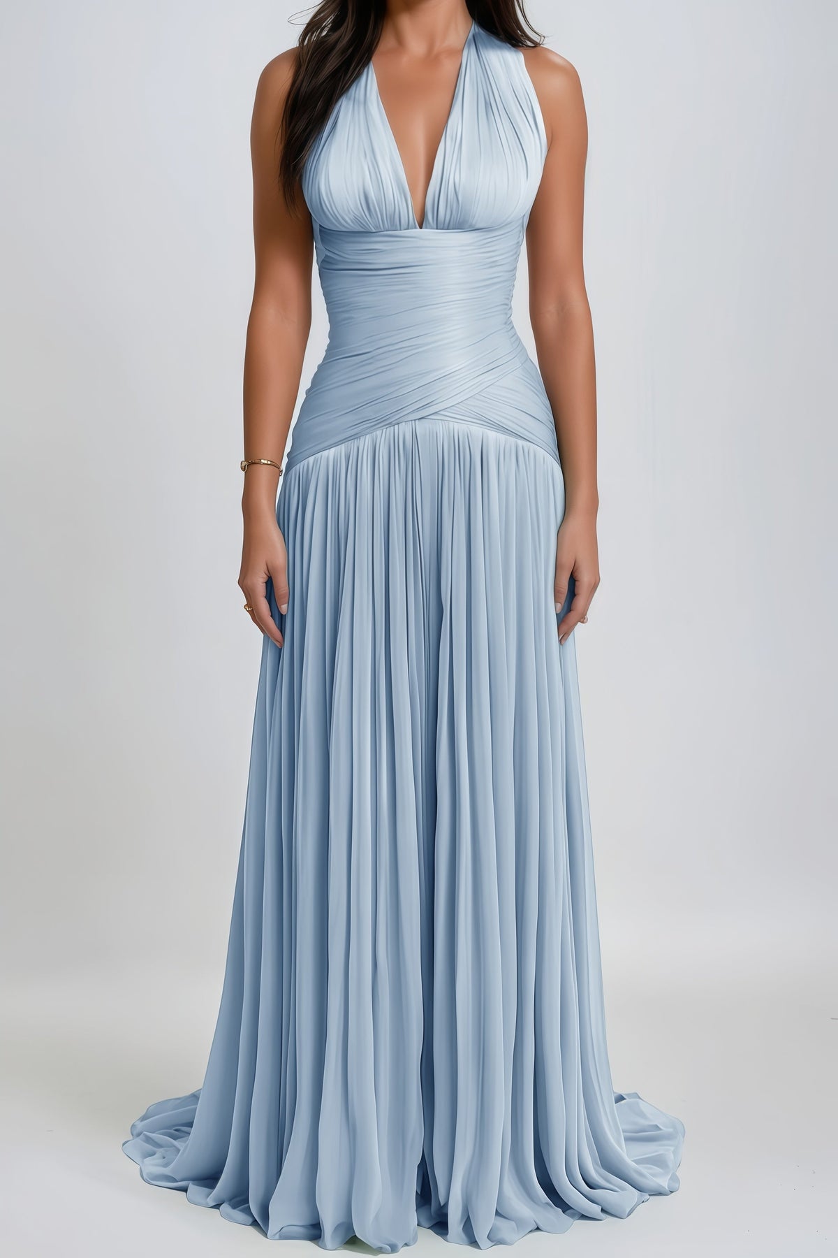 Uranie Blue Gathered Maxi Dress