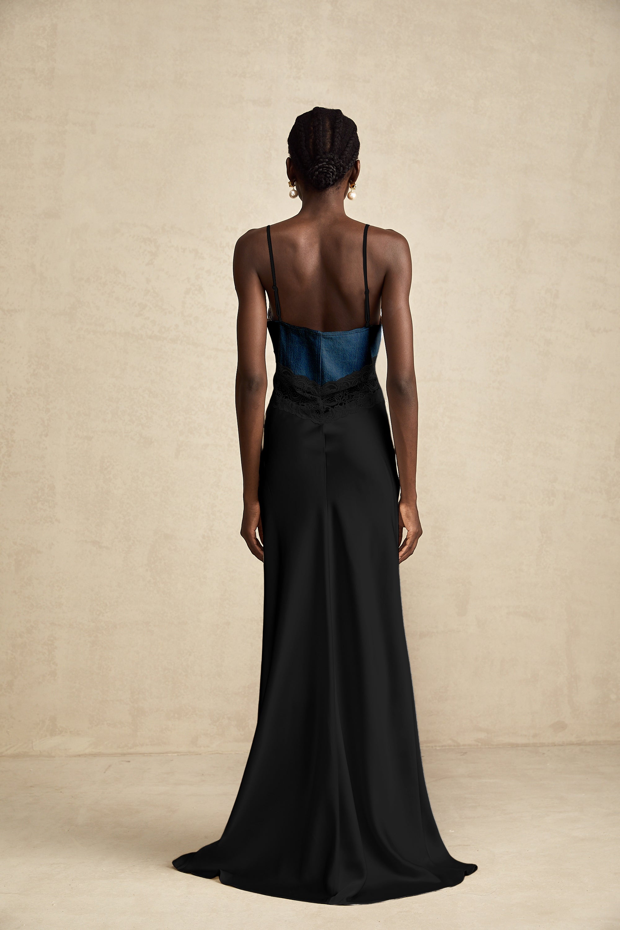 Lisette lace-trim panelled maxi dress