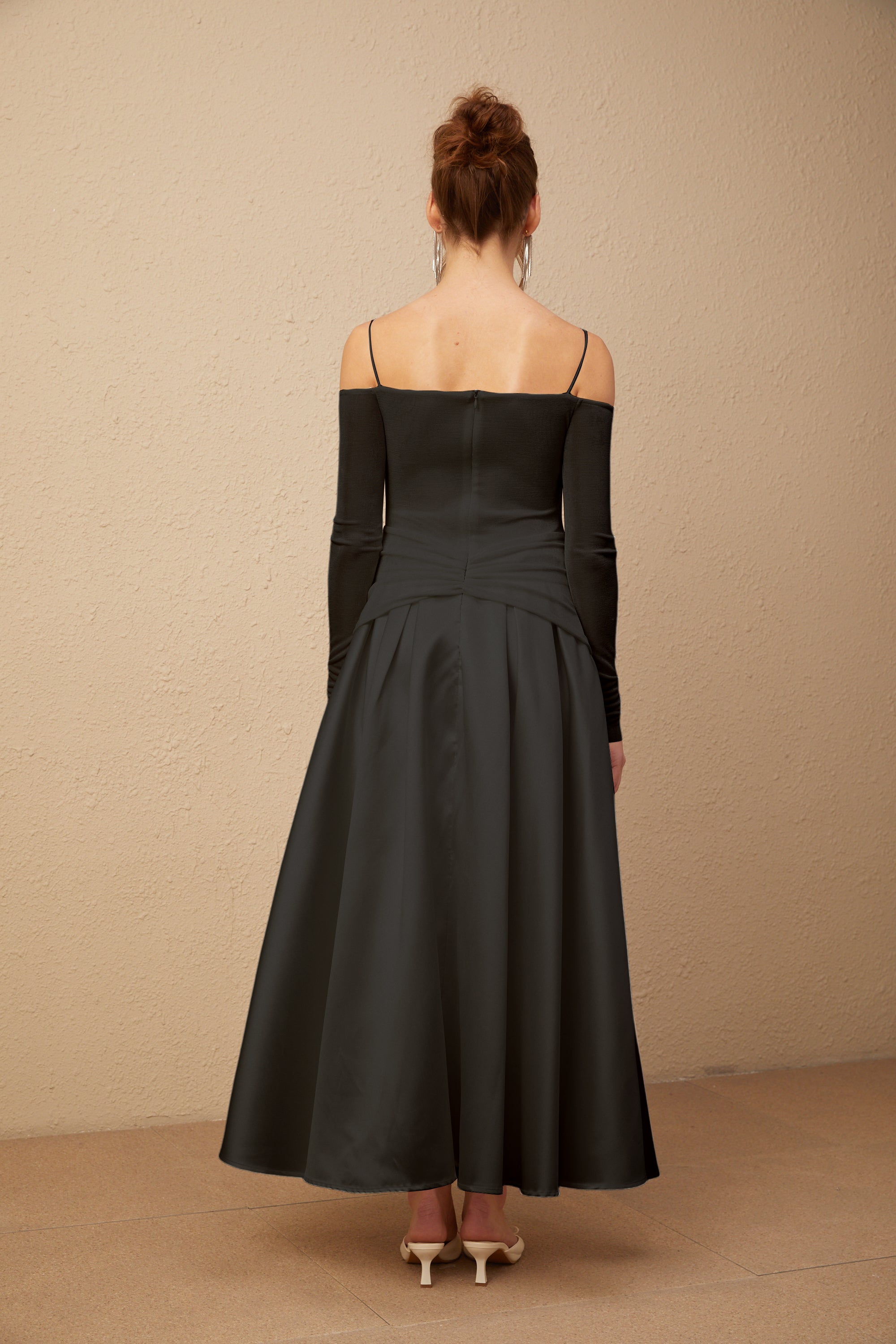 Nadine off-shoulder panelled maxi dress in Black (Final Sale-US Only)