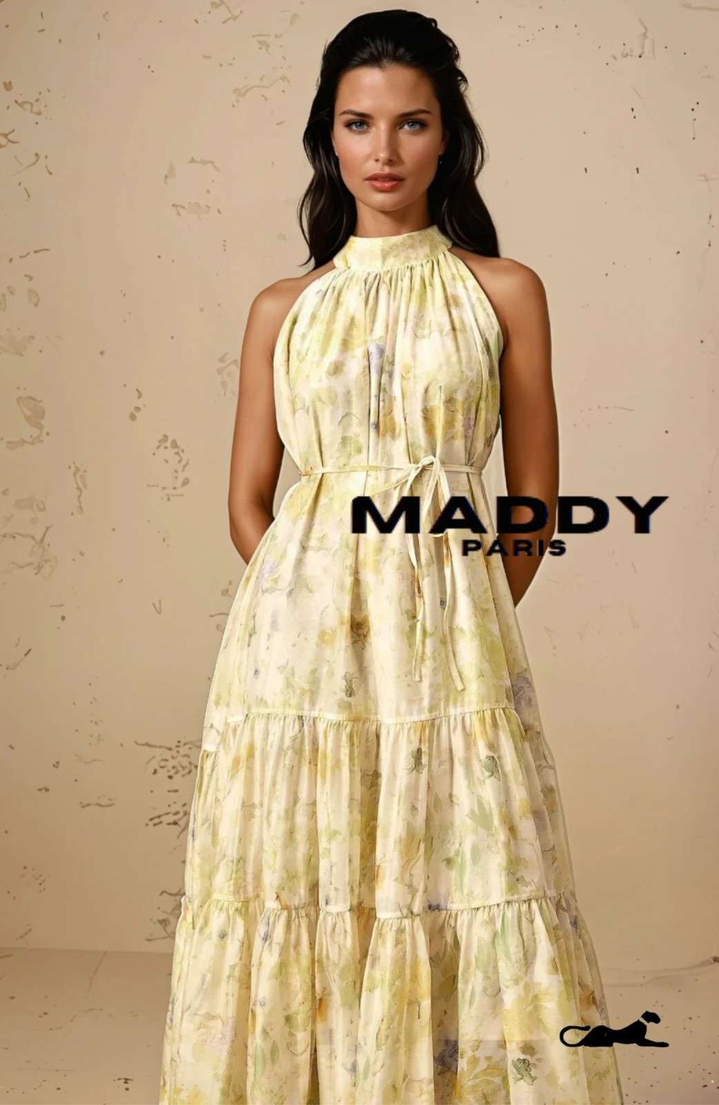 Ulani floral-print sleeveless midi dress in Yellow - Yellow