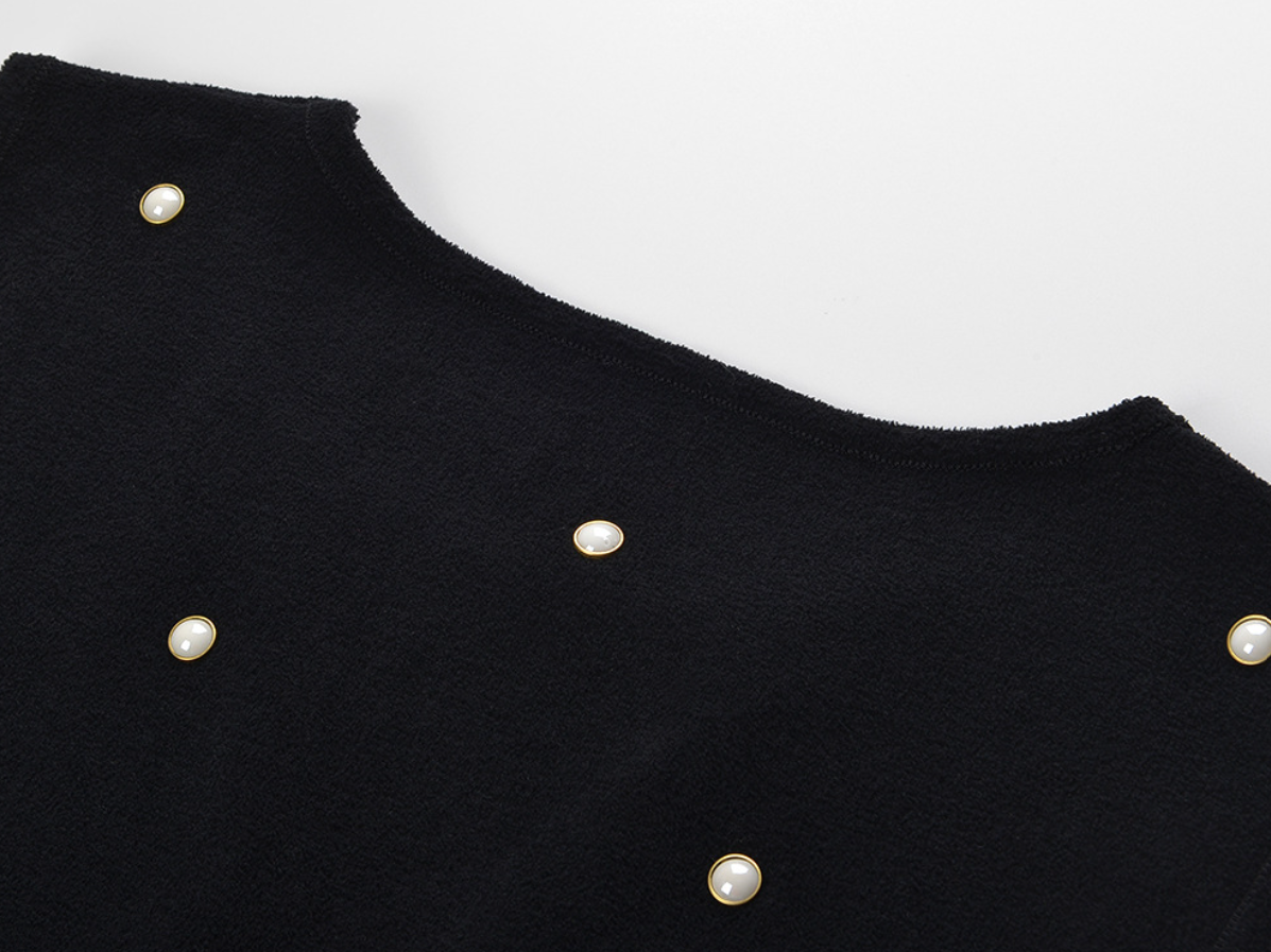 SANDRO GINEVRA EMBELLISHED CREPE MINI DRESS - BLACK