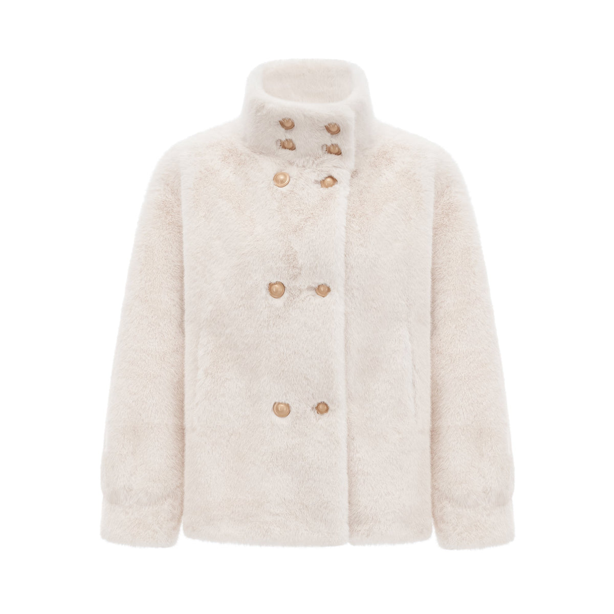 Chantal white faux-fur double-breasted jacket