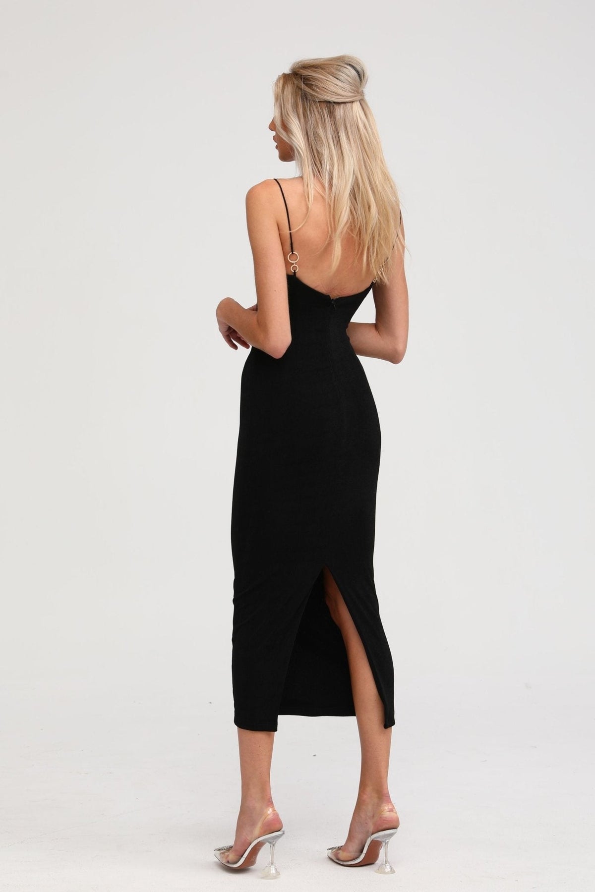 Ailbhe black bustier midi dress