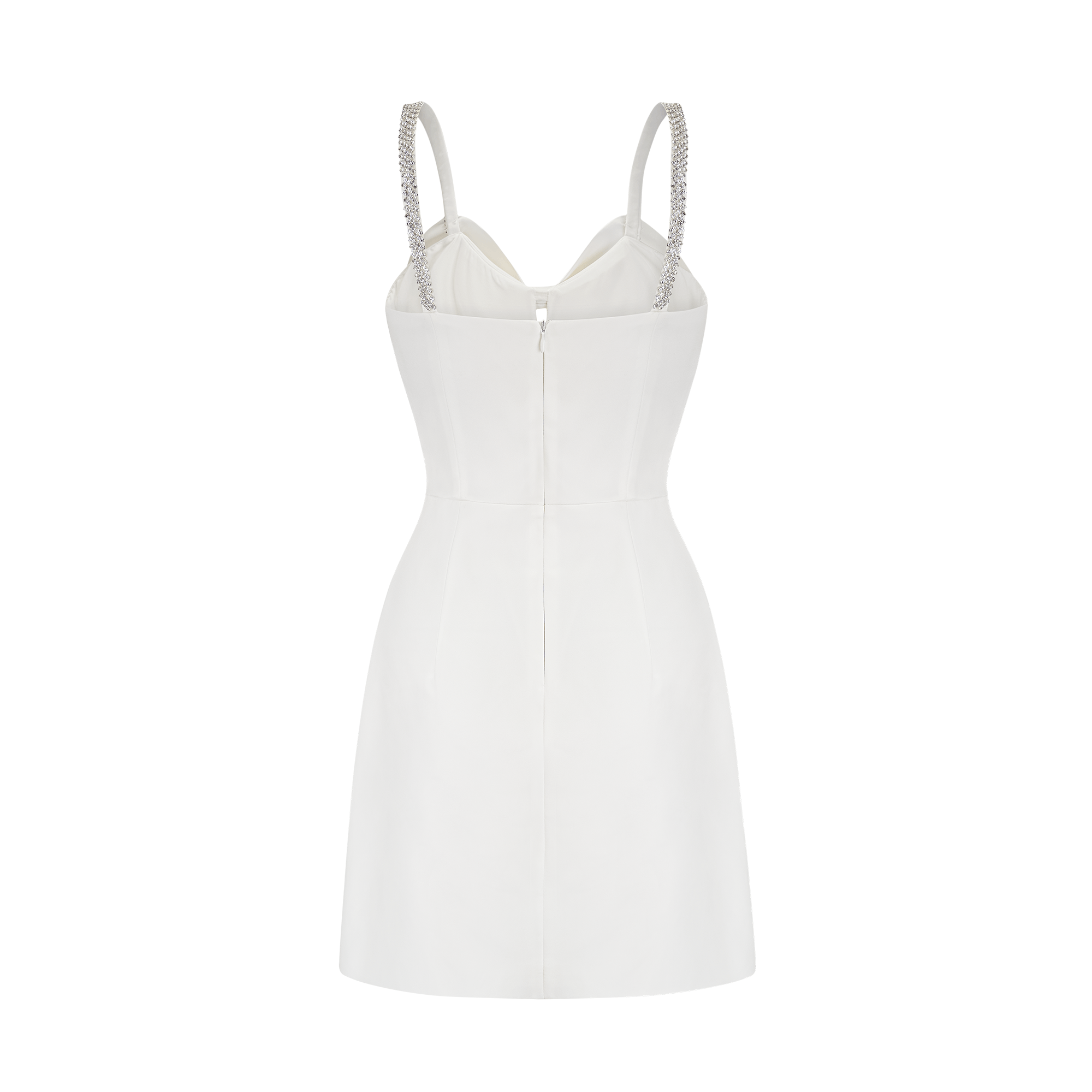 Anastasia white crystal-embellished mini dress