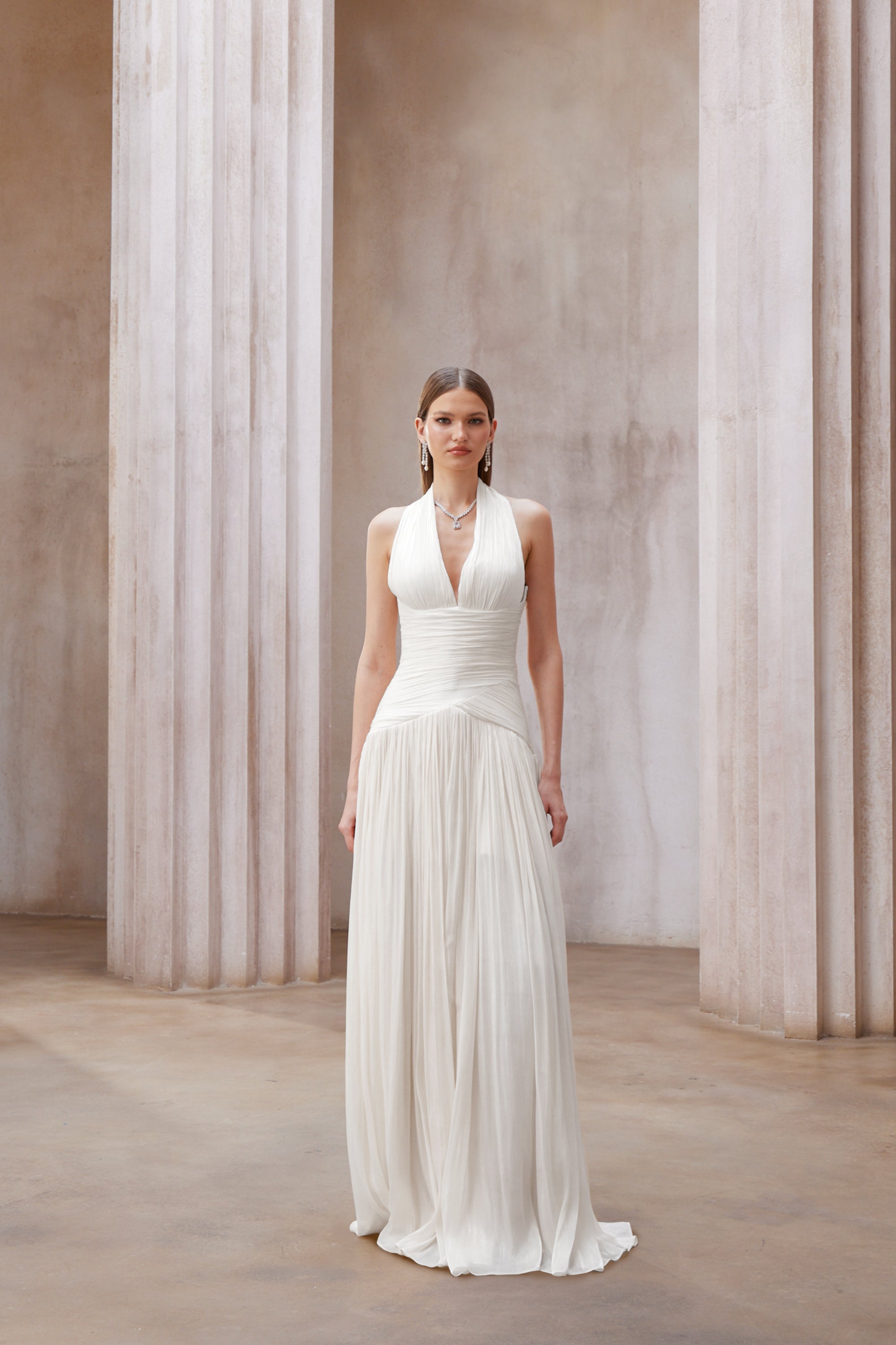 Uranie White Gathered Maxi Dress