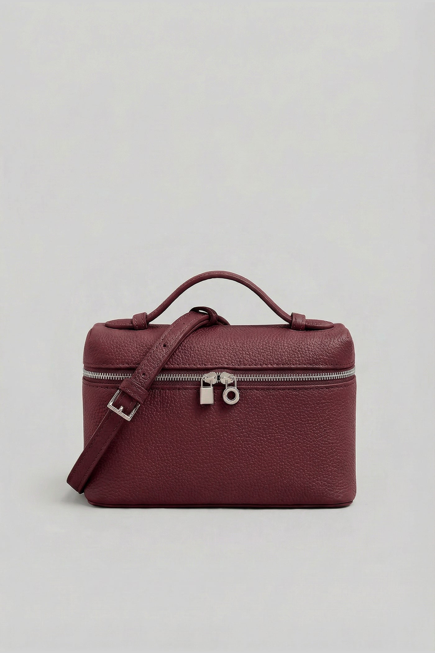 Structured Vanity Bag With Top Handle - Burgundy