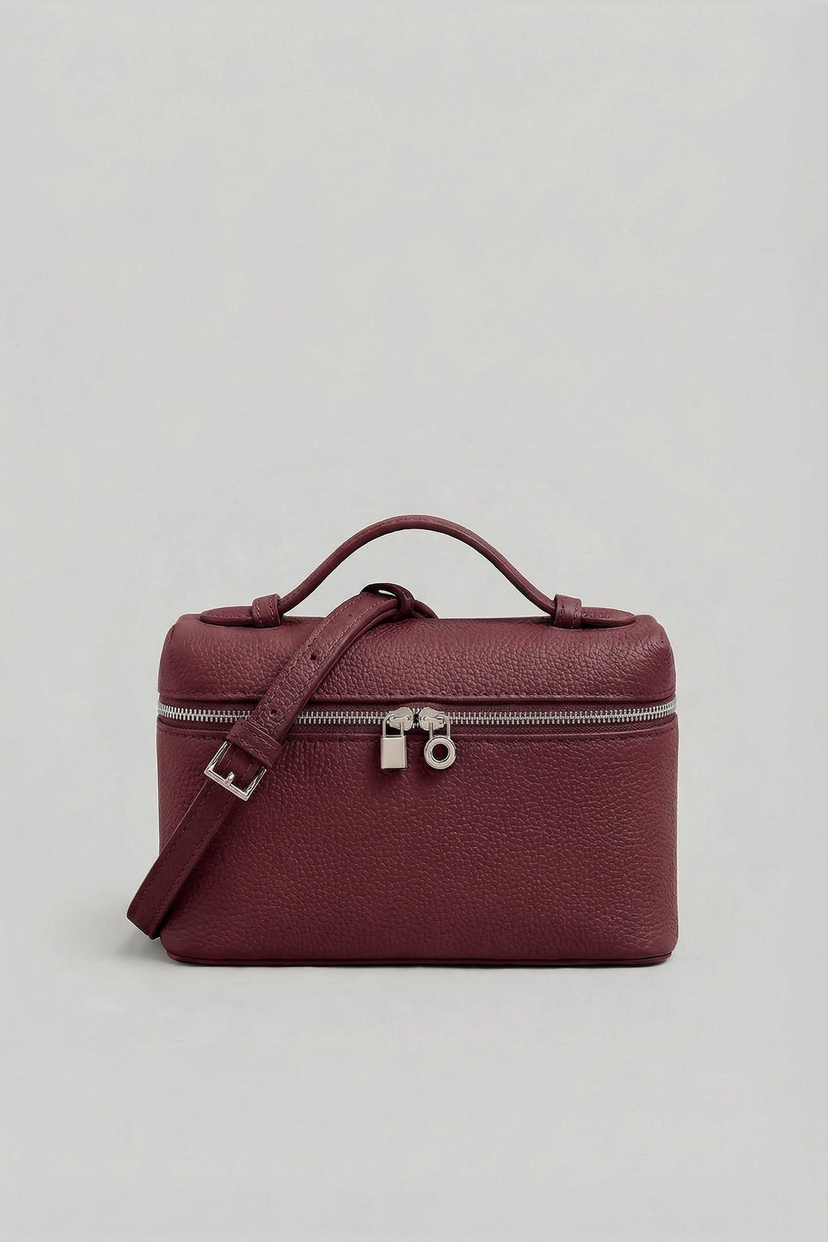 Structured Vanity Bag With Top Handle - Burgundy