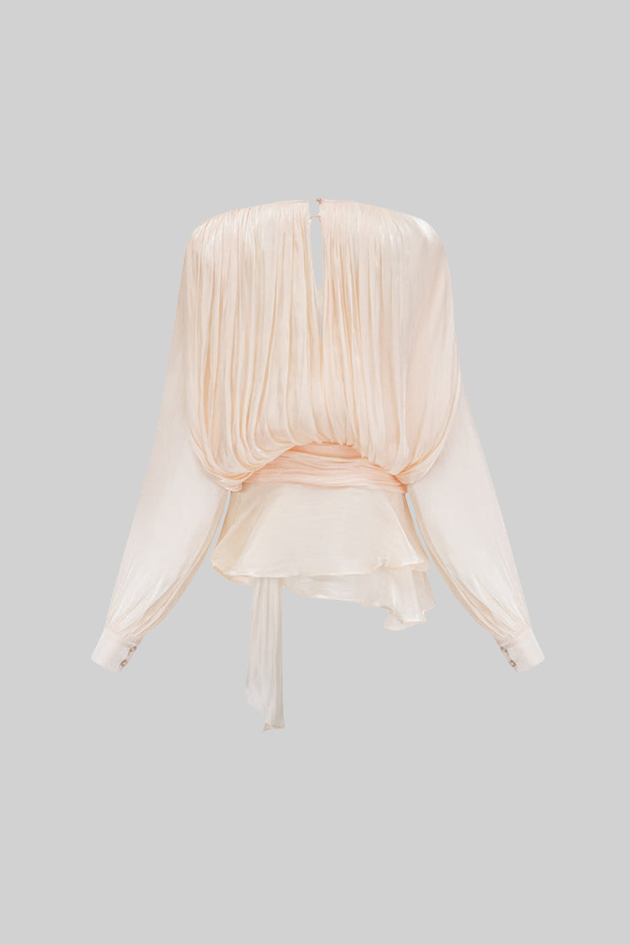 Ruffled Long Sleeved Mini Dress With Flowing Silhouette - Apricot