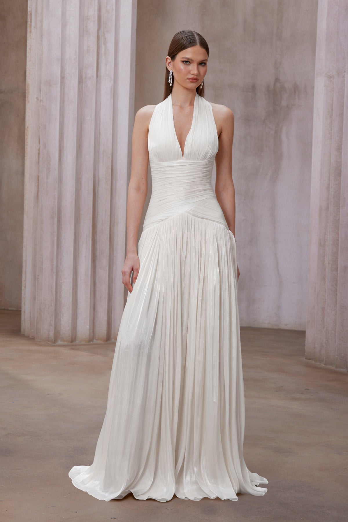 Uranie White Gathered Maxi Dress