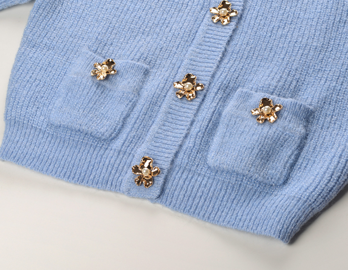 ISABELLA CASHMERE MIDI SKIRT SET – BABY BLUE