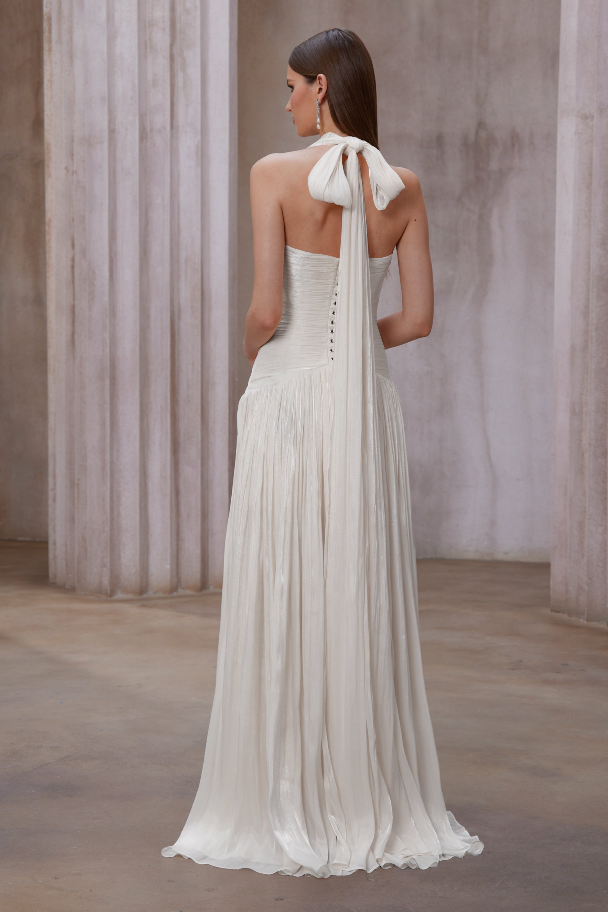 Uranie White Gathered Maxi Dress