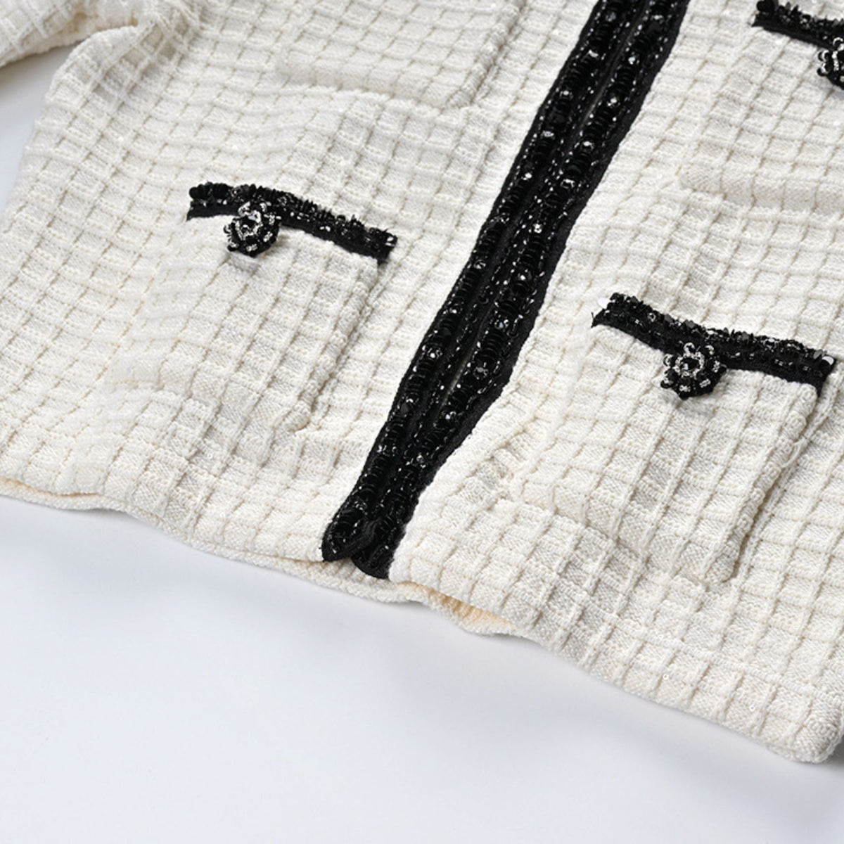 Audrey white waffle-knit jacket & skirt matching set