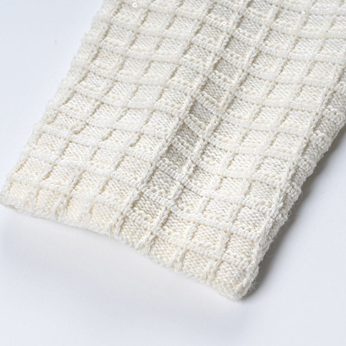 Audrey white waffle-knit jacket & skirt matching set