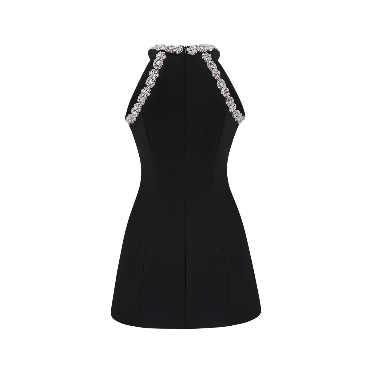 Babette crystal-embellished black mini dress