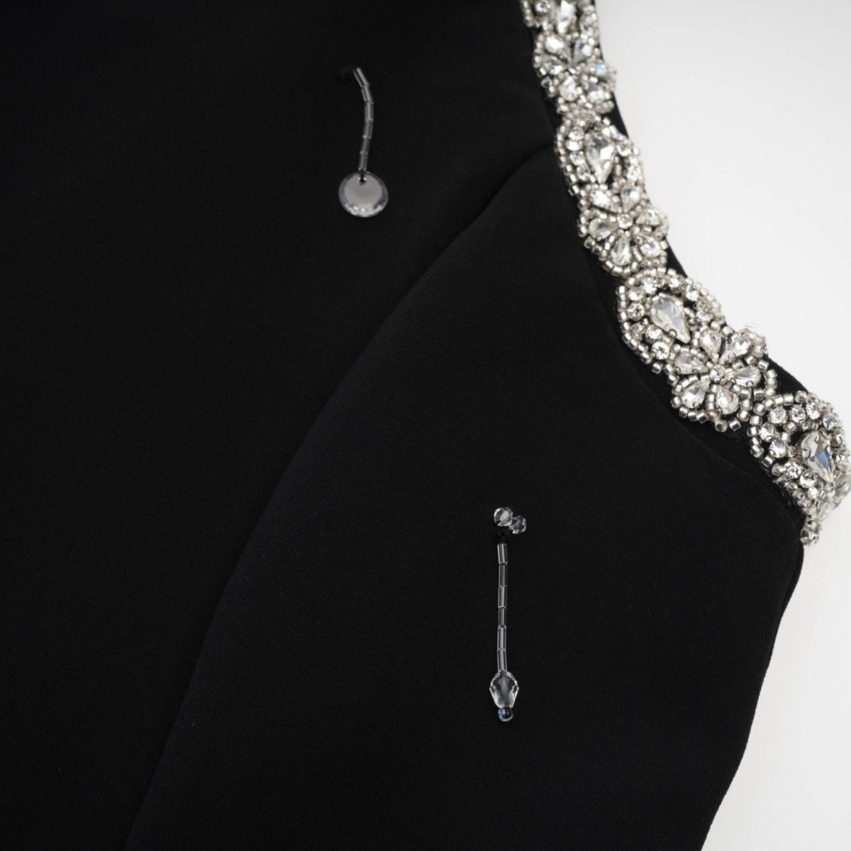 Babette crystal-embellished black mini dress - Black