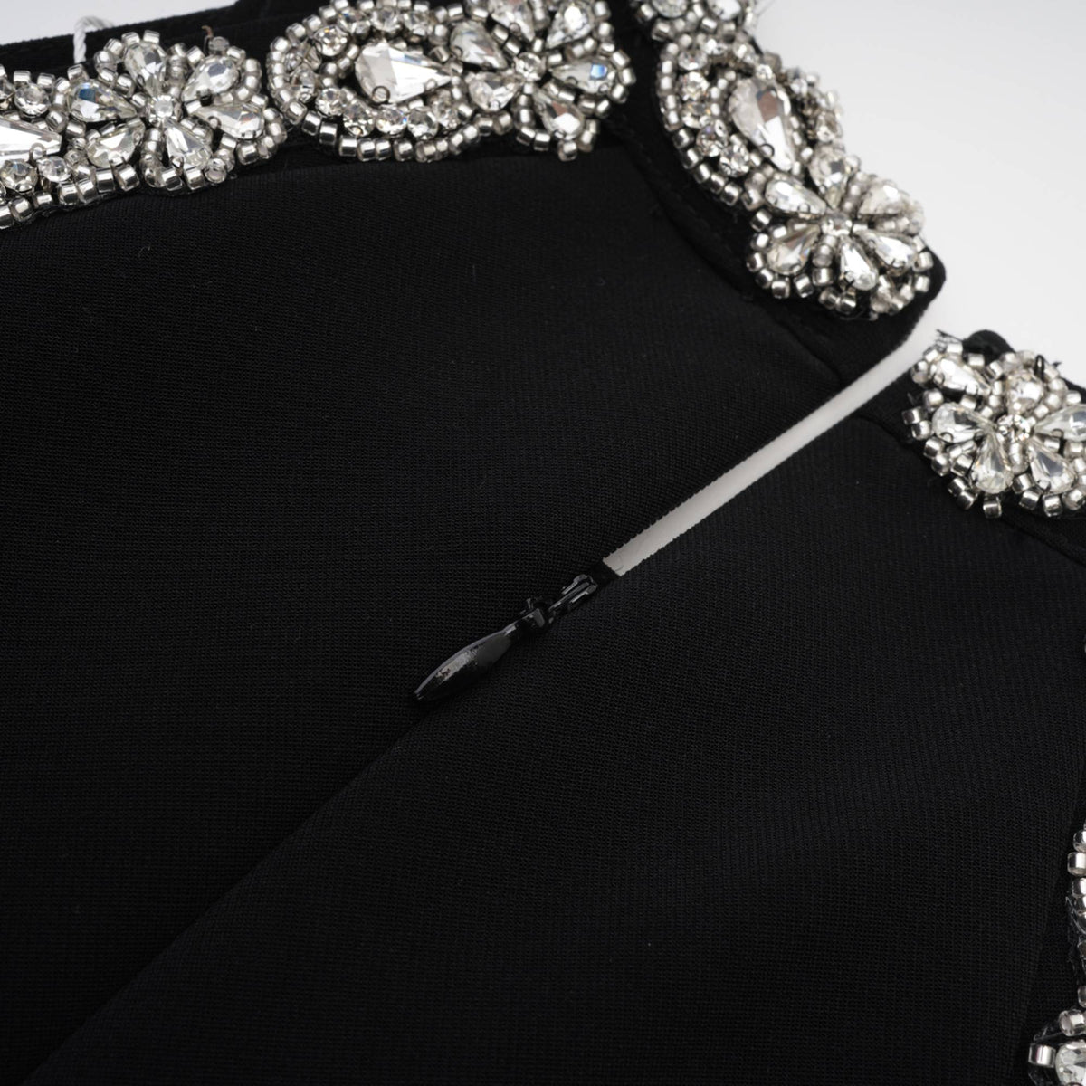 Babette crystal-embellished black mini dress - Black